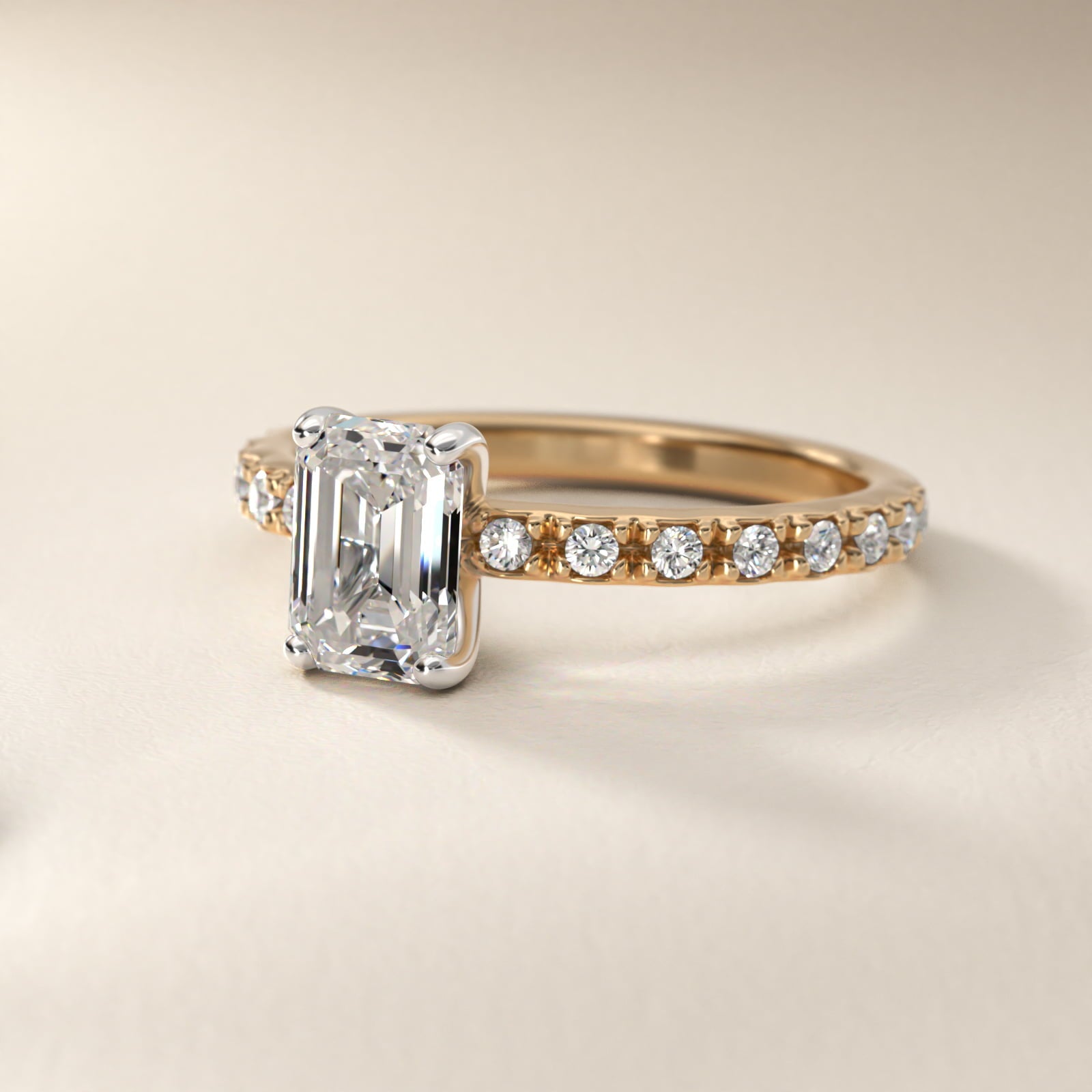 French Cut PavŽ Diamond Engagement Ring In 18k Yellow Gold By James Allen - Emerald Center