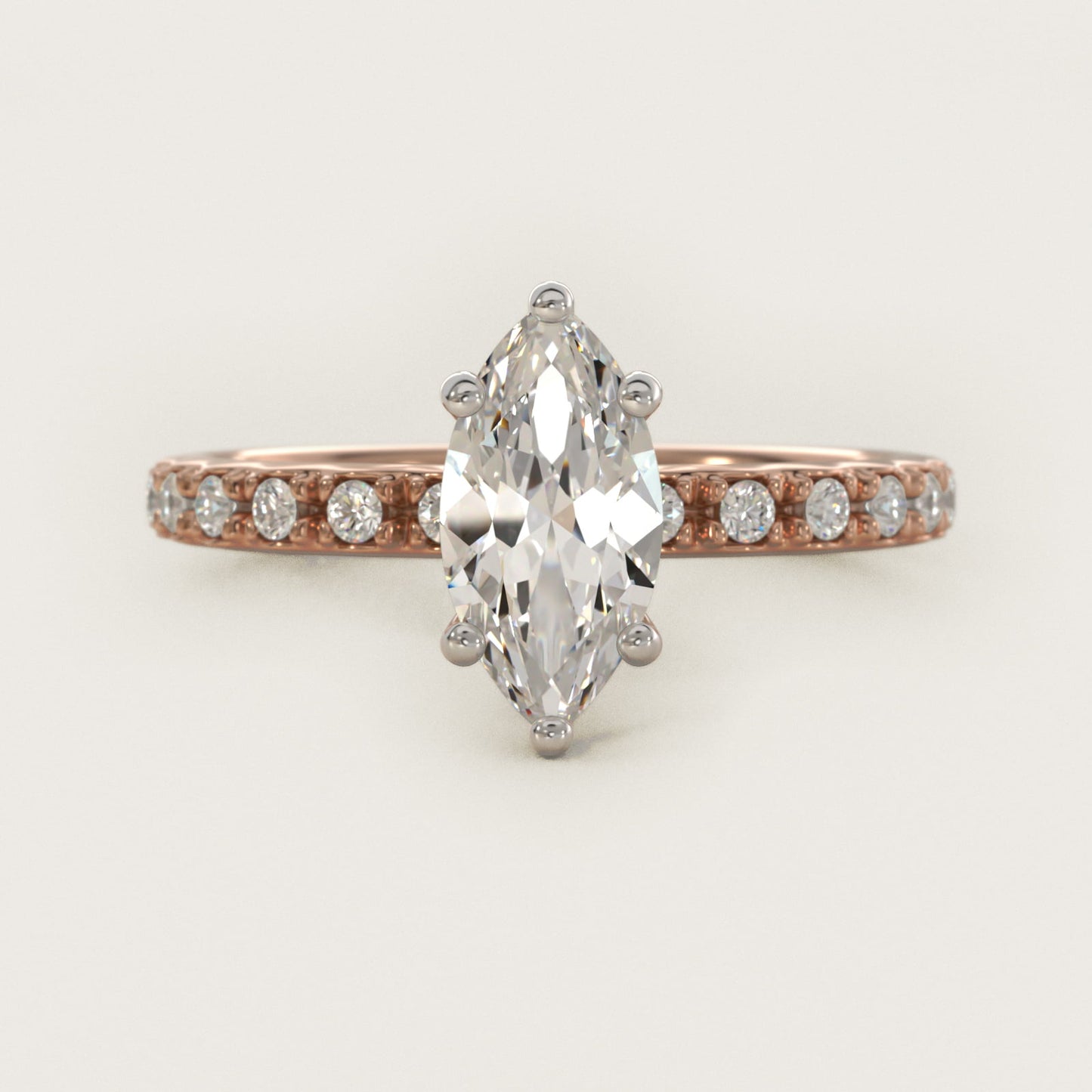 French Cut PavŽ Diamond Engagement Ring In 14K Rose Gold By James Allen - Marquise Center