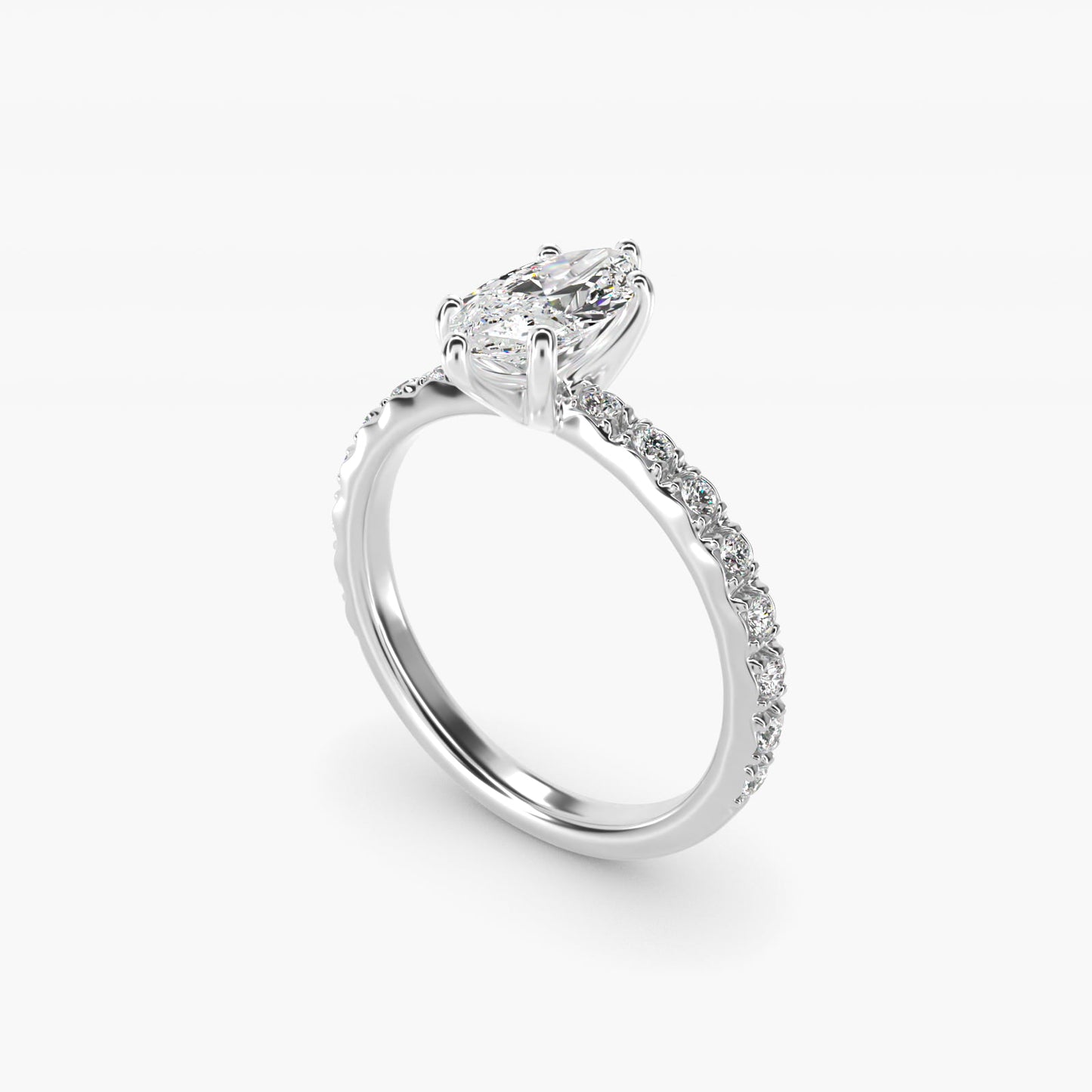 French Cut PavŽ Diamond Engagement Ring In 14K White Gold By James Allen - Marquise Center