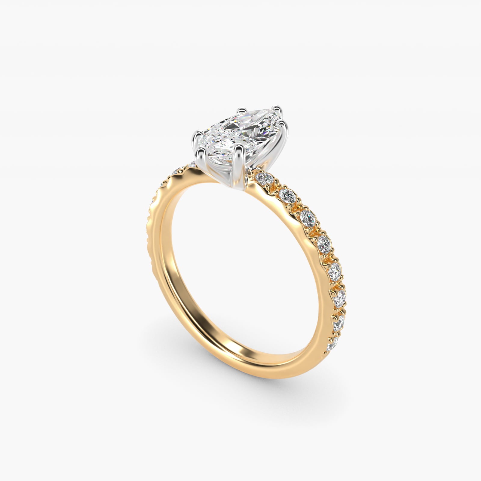 French Cut PavŽ Diamond Engagement Ring In 14K Yellow Gold By James Allen - Marquise Center