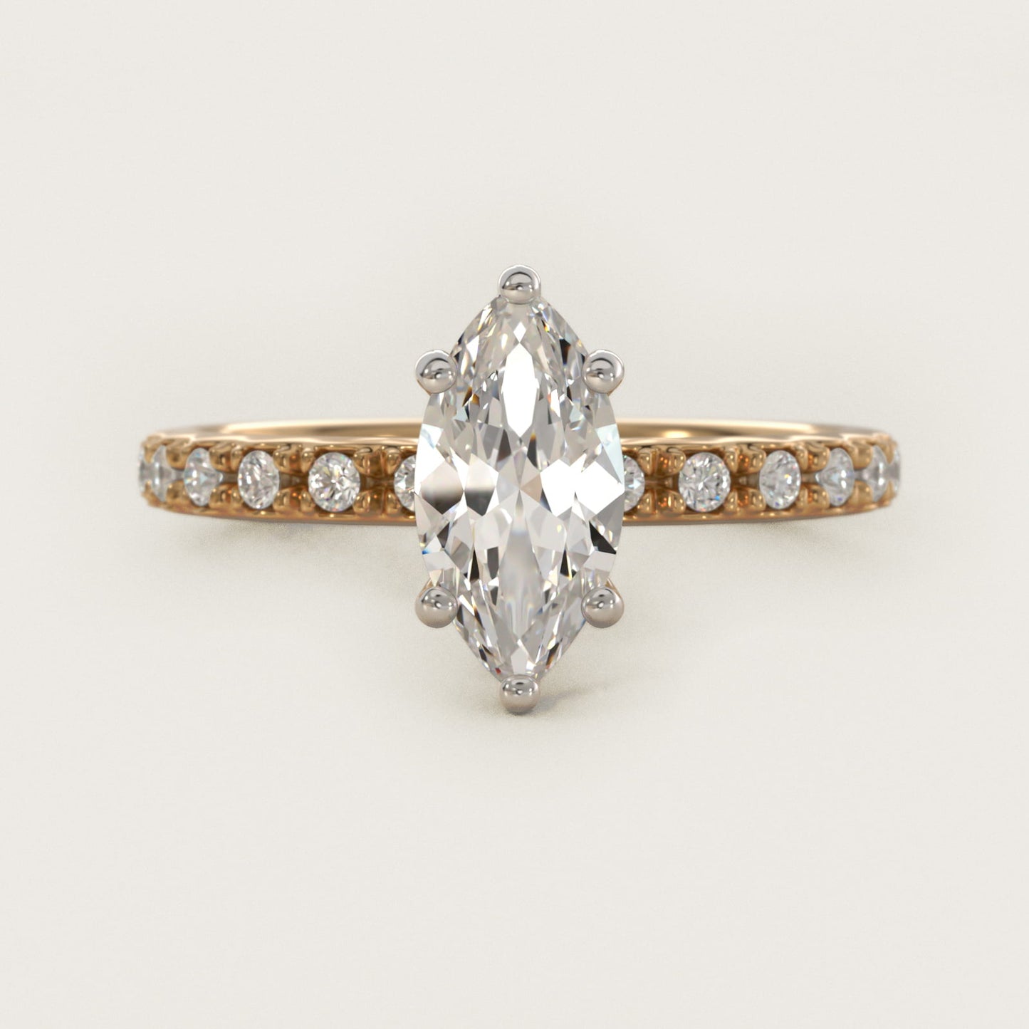 French Cut PavŽ Diamond Engagement Ring In 18k Yellow Gold By James Allen - Marquise Center