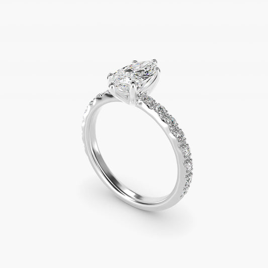 French Cut PavŽ Diamond Engagement Ring In Platinum By James Allen - Marquise Center
