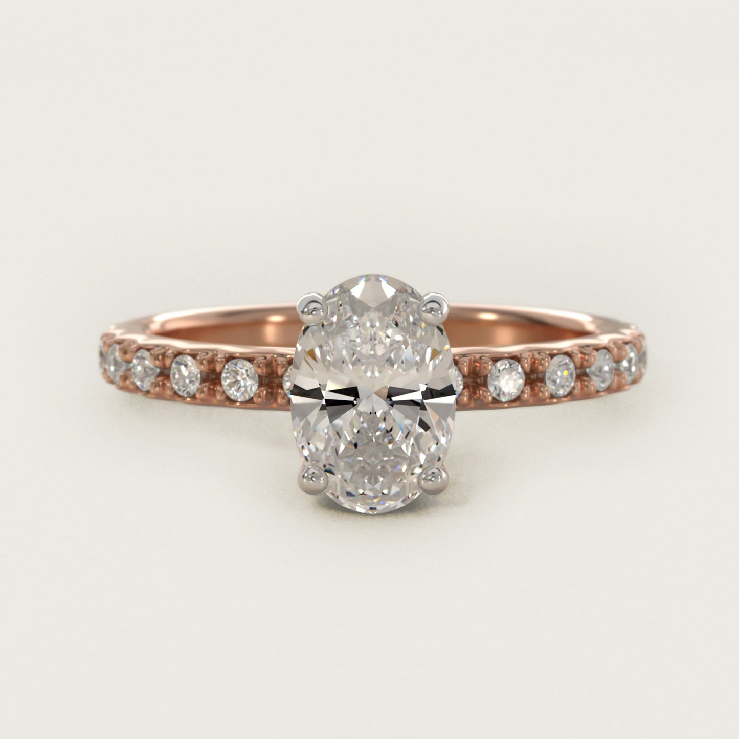 French Cut PavŽ Diamond Engagement Ring In 18k Rose Gold By James Allen - Oval Center