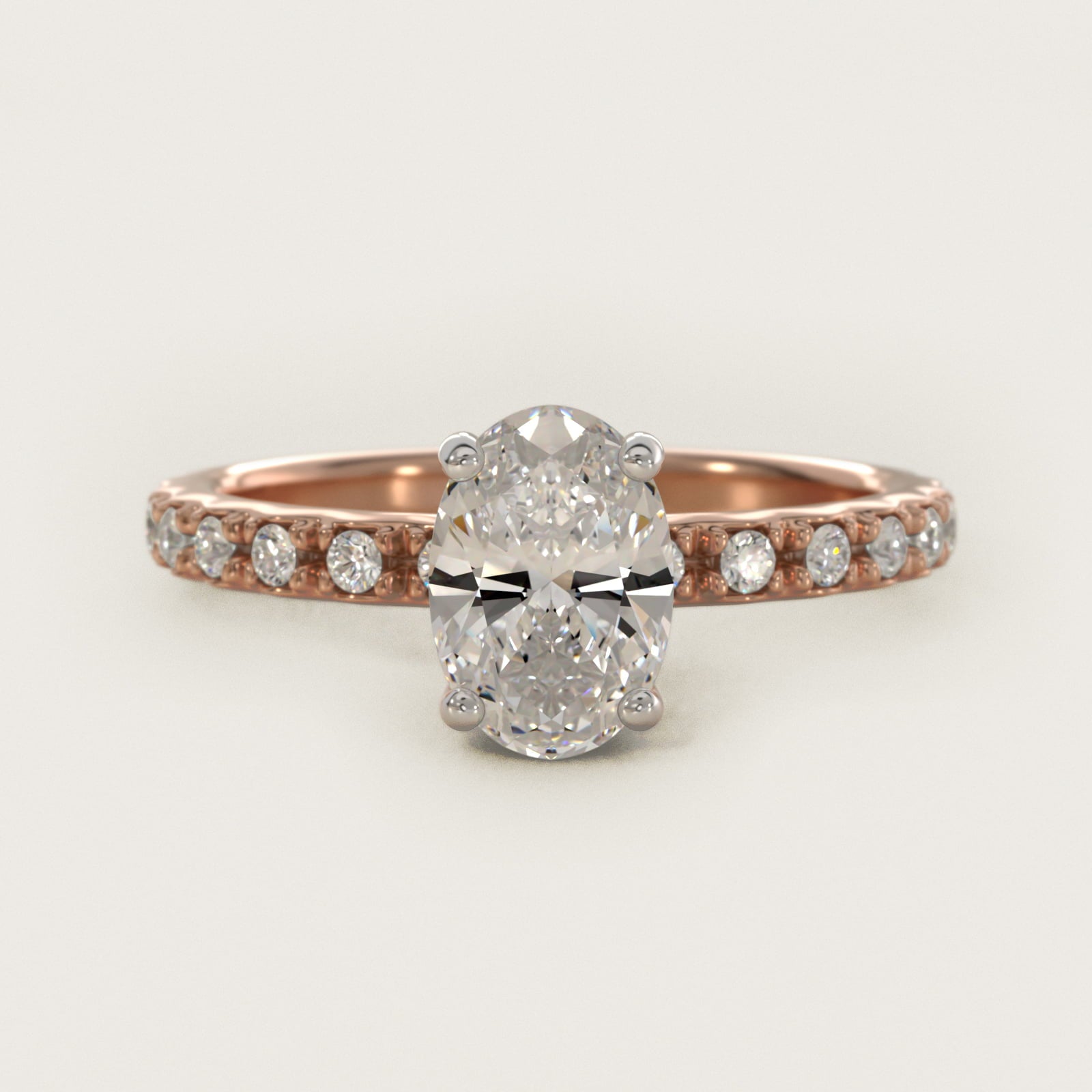 French Cut PavŽ Diamond Engagement Ring In 18k Rose Gold By James Allen - Oval Center