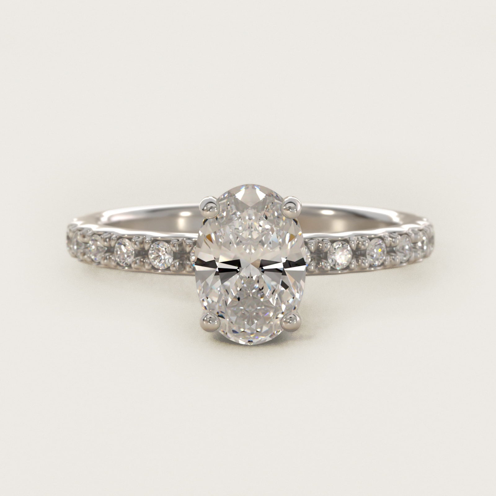 French Cut PavŽ Diamond Engagement Ring In 14K White Gold By James Allen - Oval Center