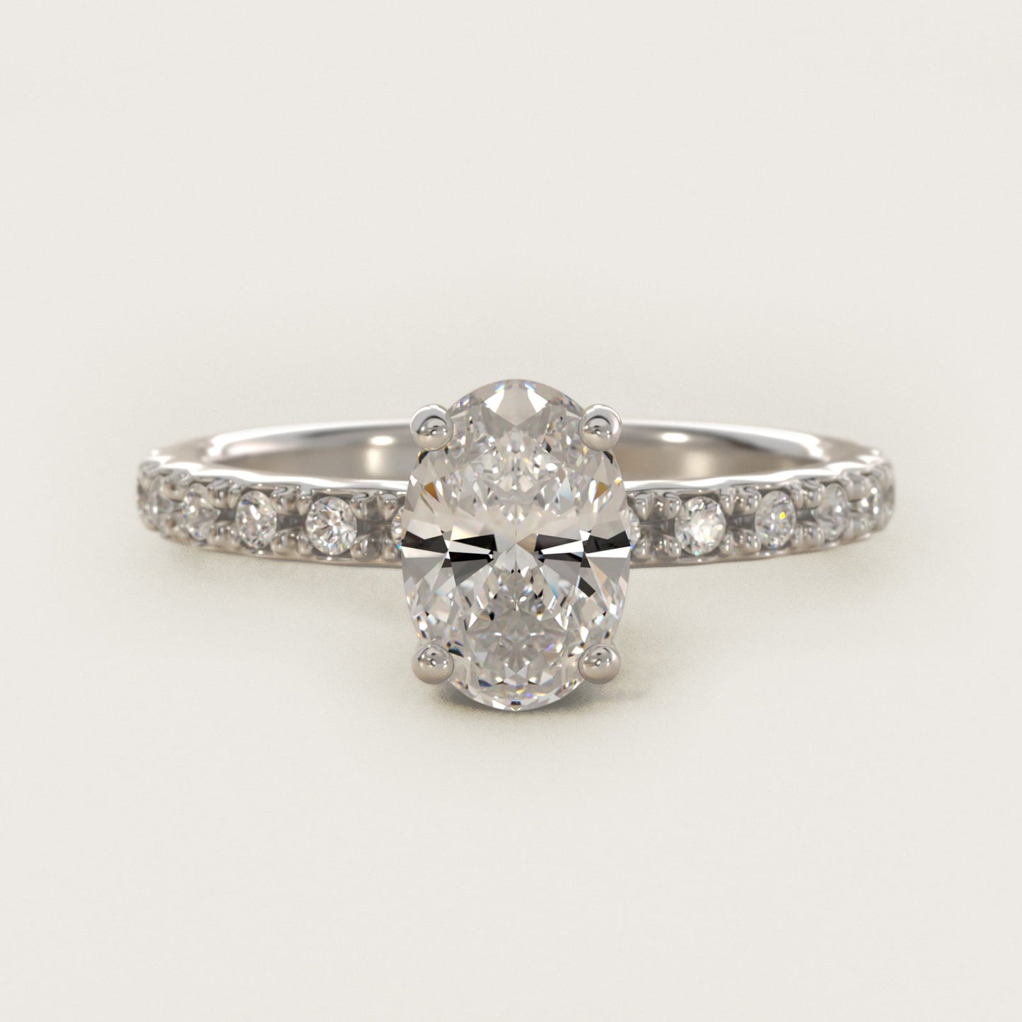 French Cut PavŽ Diamond Engagement Ring In 18k White Gold By James Allen - Oval Center