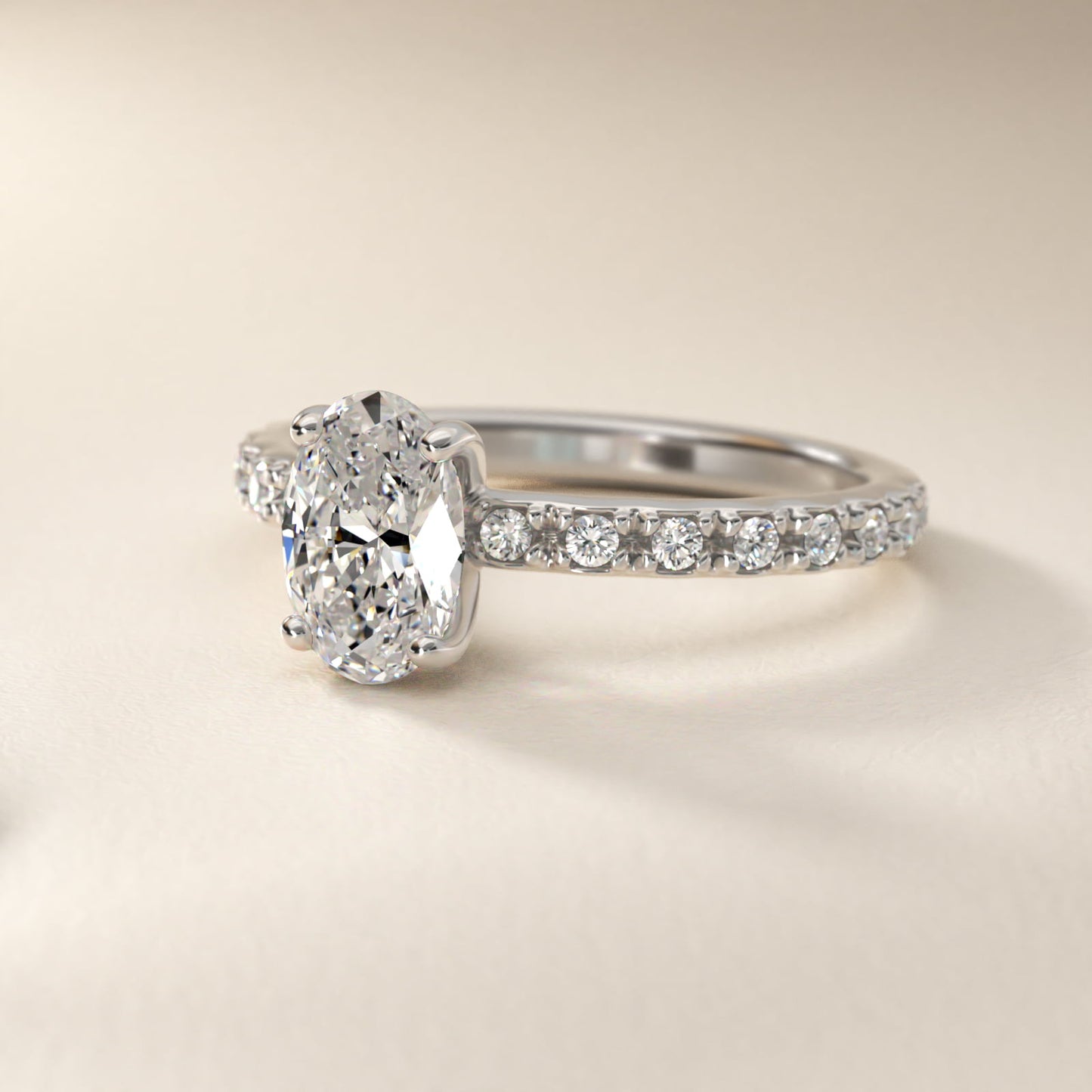 French Cut PavŽ Diamond Engagement Ring In 18k White Gold By James Allen - Oval Center