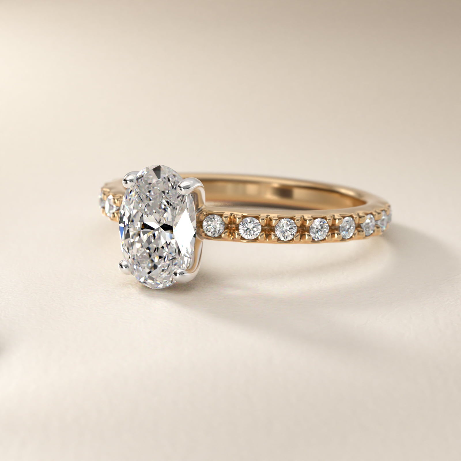 French Cut PavŽ Diamond Engagement Ring In 14K Yellow Gold By James Allen - Oval Center