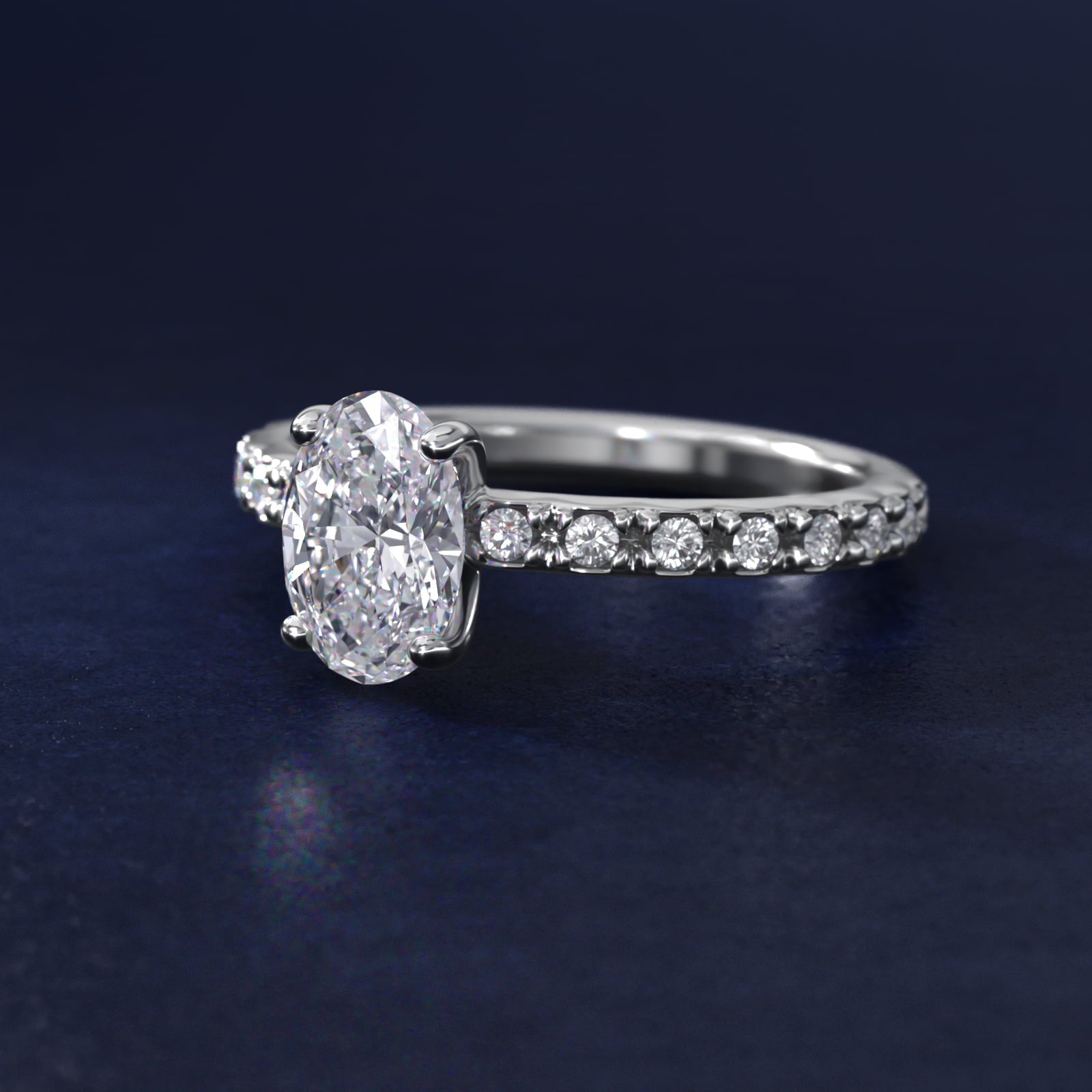 French Cut PavŽ Diamond Engagement Ring In Platinum By James Allen - Oval Center