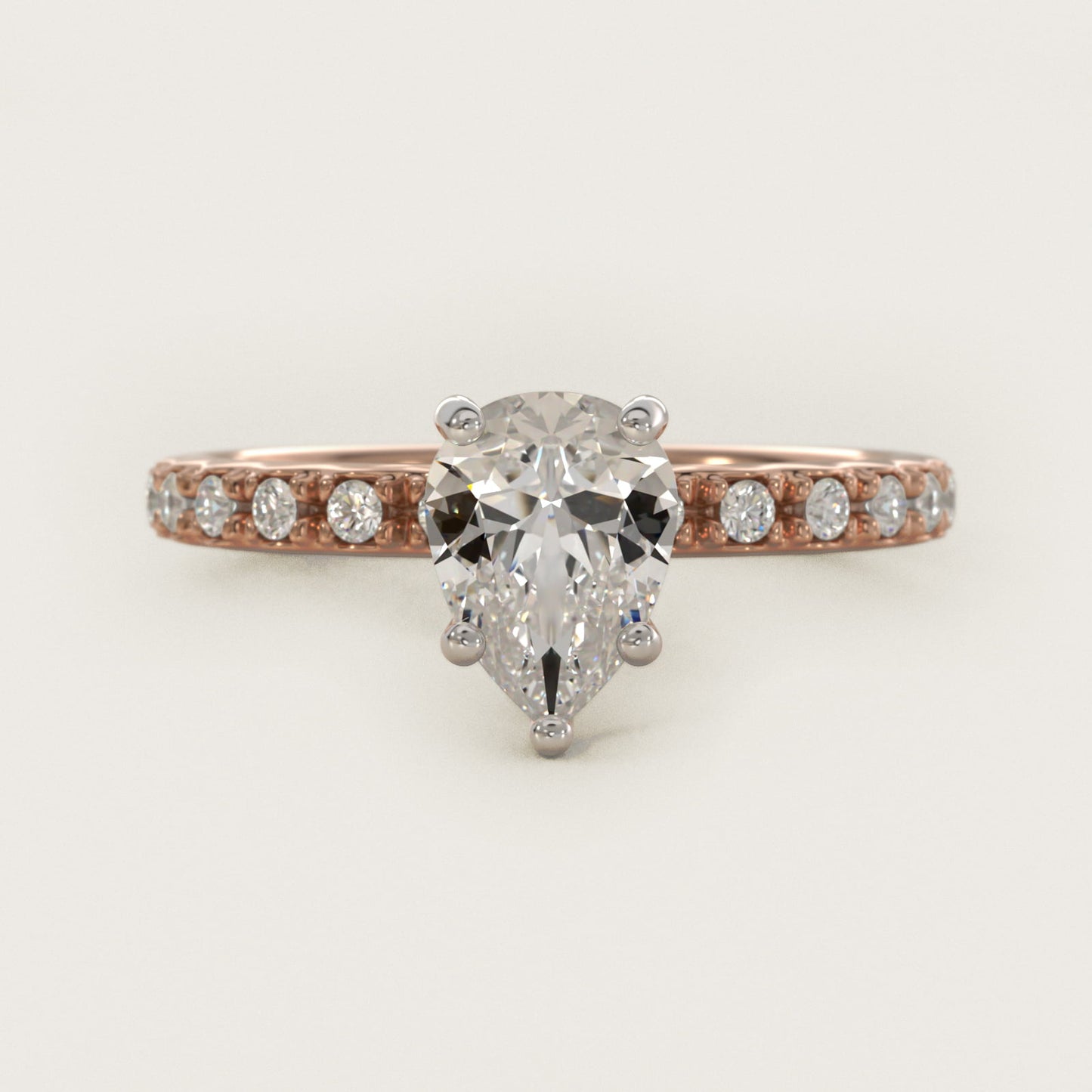 French Cut PavŽ Diamond Engagement Ring In 14K Rose Gold By James Allen - Pear Center