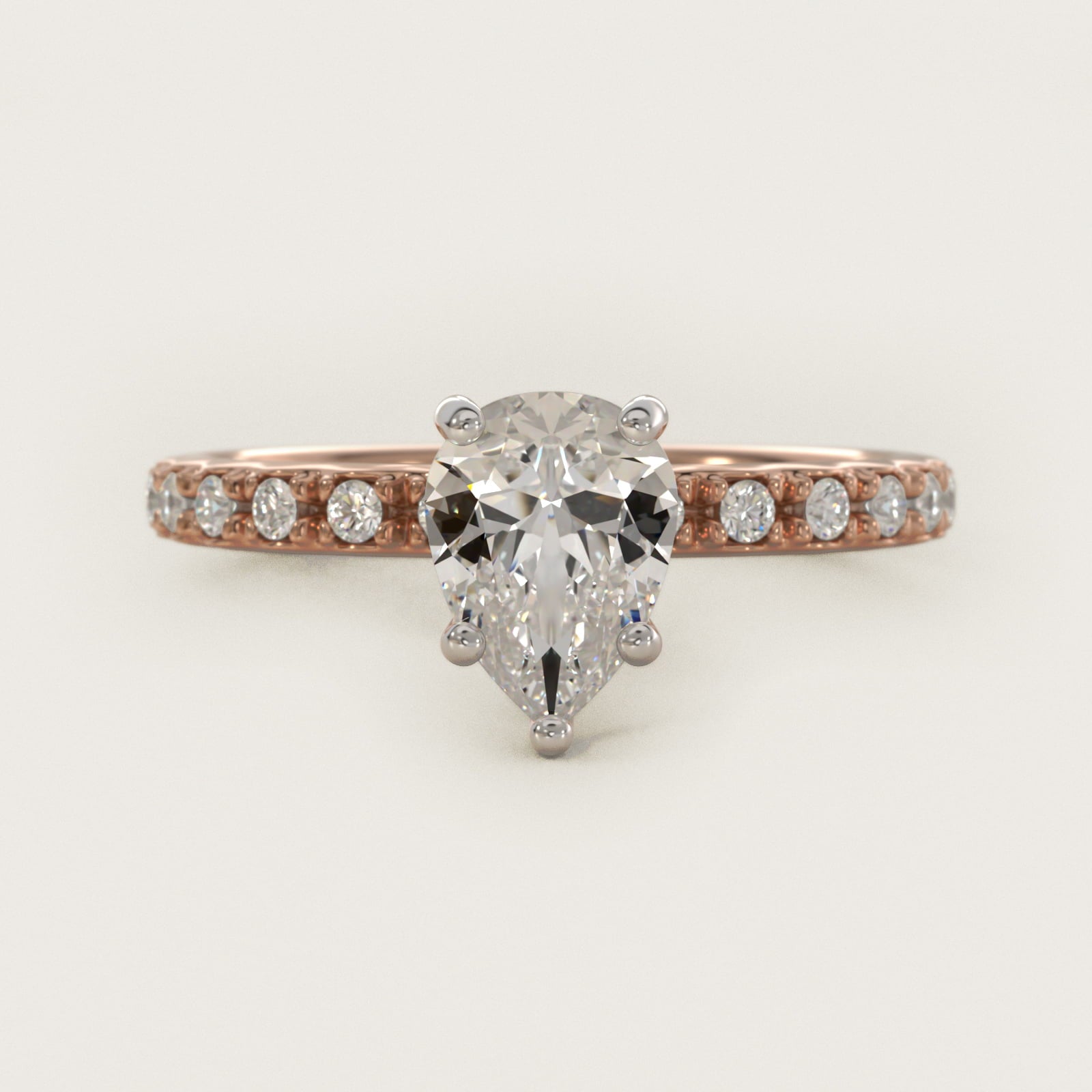 French Cut PavŽ Diamond Engagement Ring In 14K Rose Gold By James Allen - Pear Center