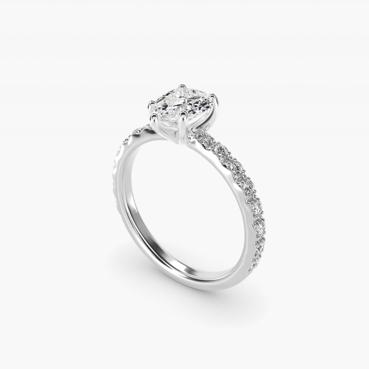 French Cut PavŽ Diamond Engagement Ring In 14K White Gold By James Allen - Pear Center