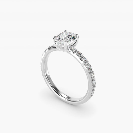 French Cut PavŽ Diamond Engagement Ring In 14K White Gold By James Allen - Pear Center