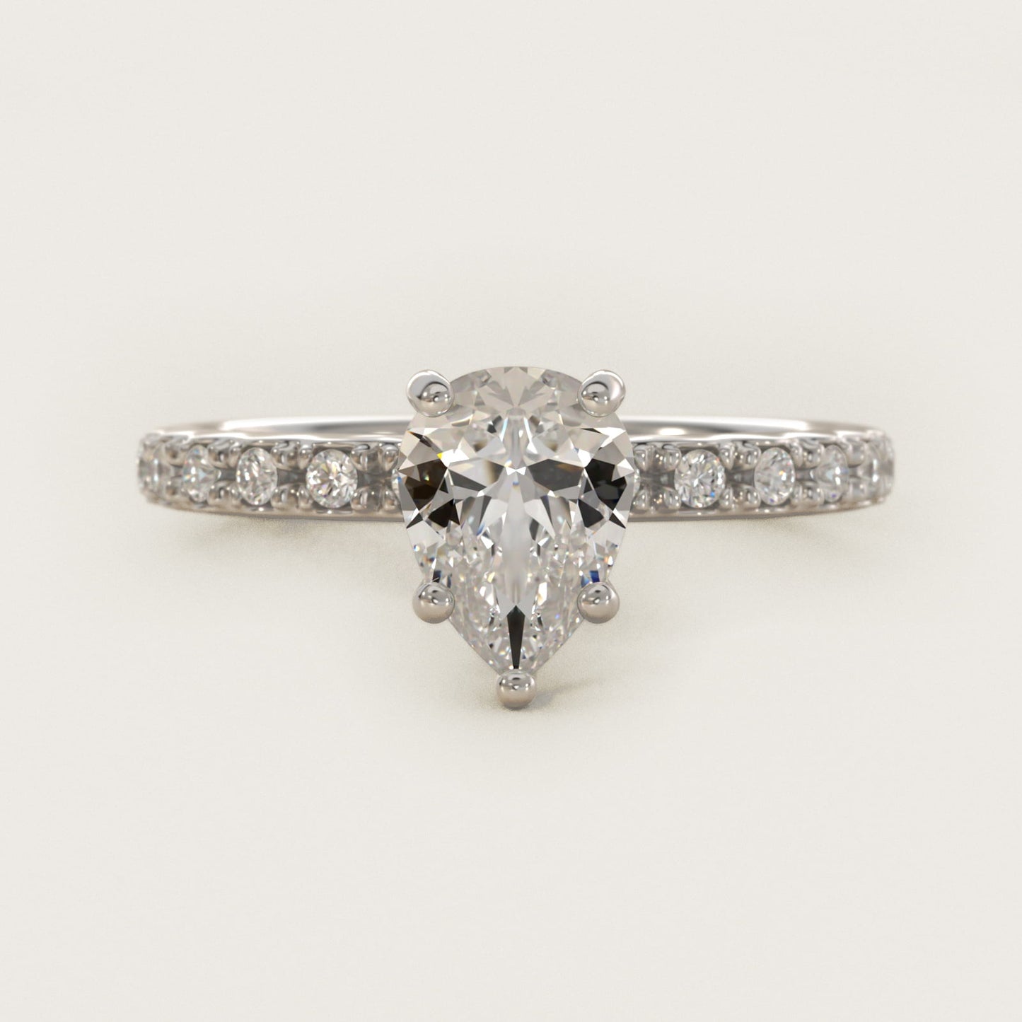 French Cut PavŽ Diamond Engagement Ring In 18k White Gold By James Allen - Pear Center