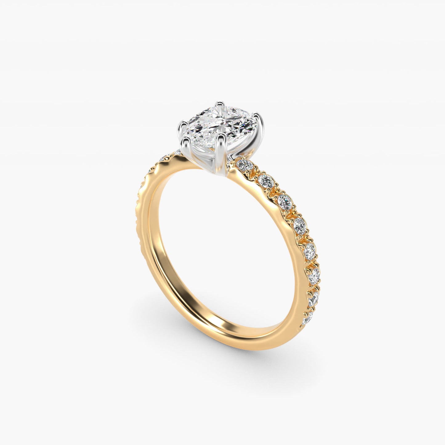 French Cut PavŽ Diamond Engagement Ring In 14K Yellow Gold By James Allen - Pear Center