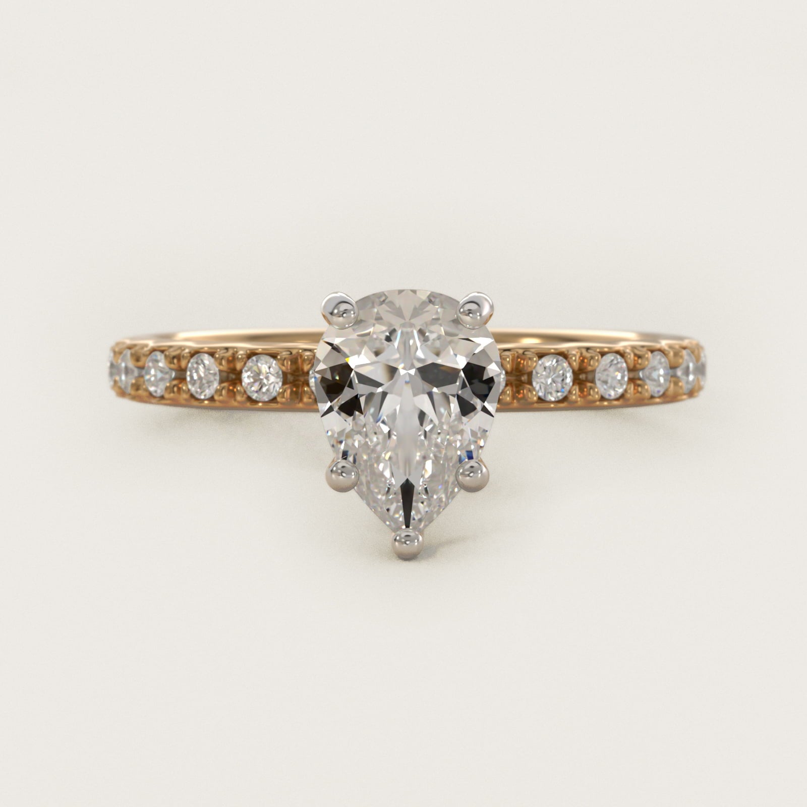French Cut PavŽ Diamond Engagement Ring In 18k Yellow Gold By James Allen - Pear Center