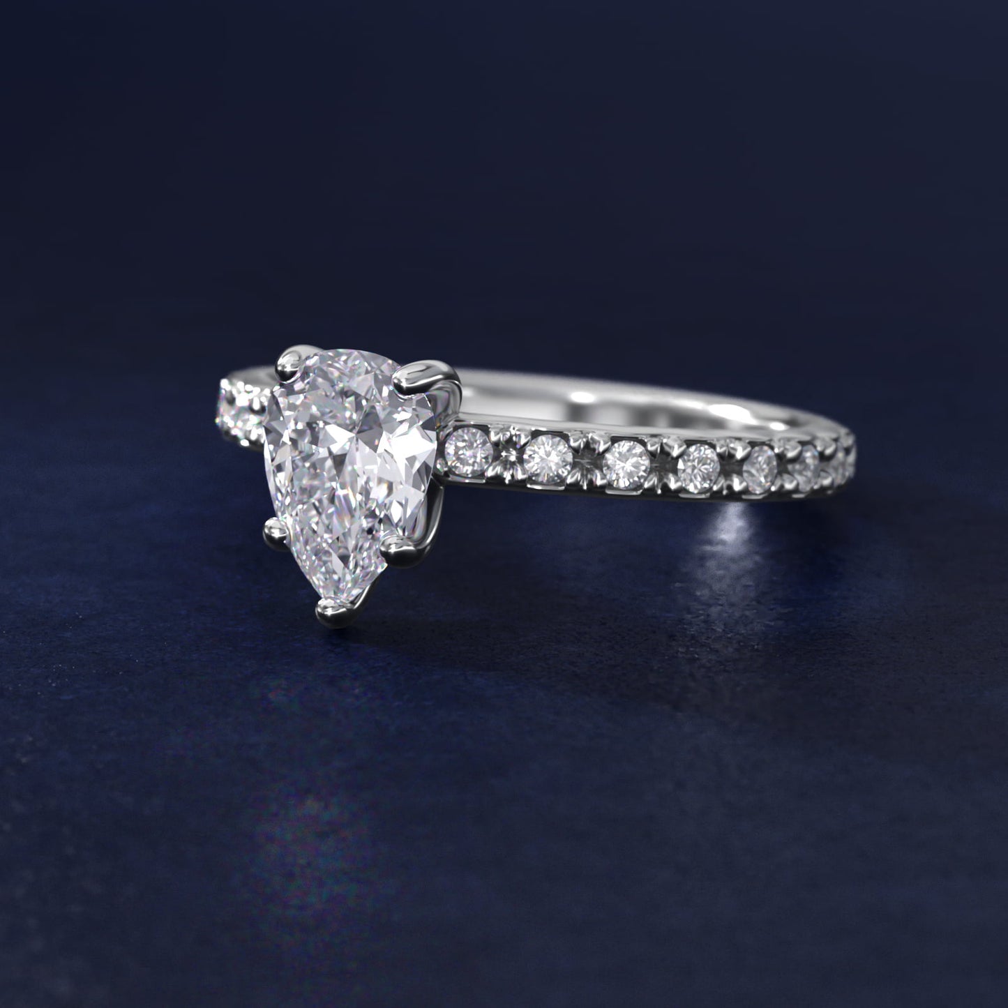 French Cut PavŽ Diamond Engagement Ring In Platinum By James Allen - Pear Center