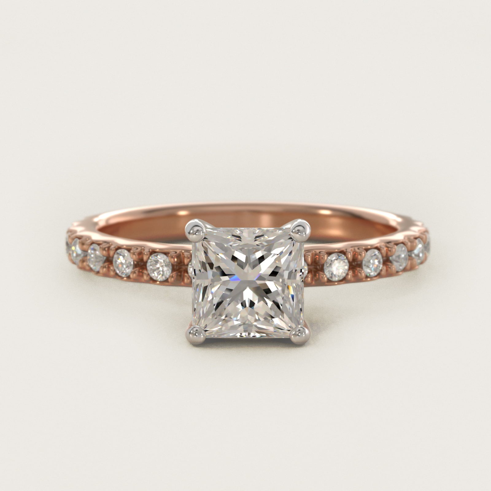 French Cut PavŽ Diamond Engagement Ring In 18k Rose Gold By James Allen - Princess Center