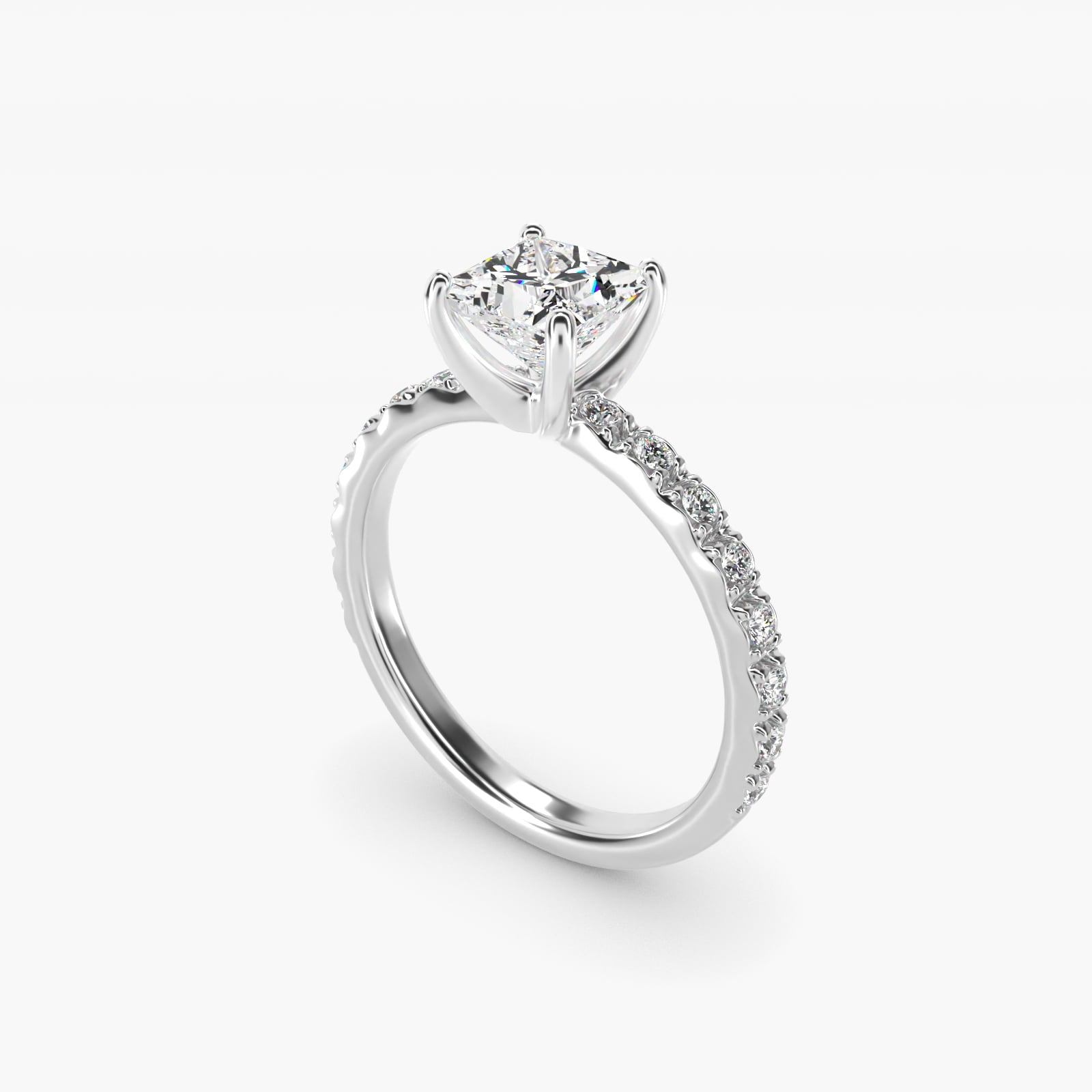 French Cut PavŽ Diamond Engagement Ring In 14K White Gold By James Allen - Princess Center