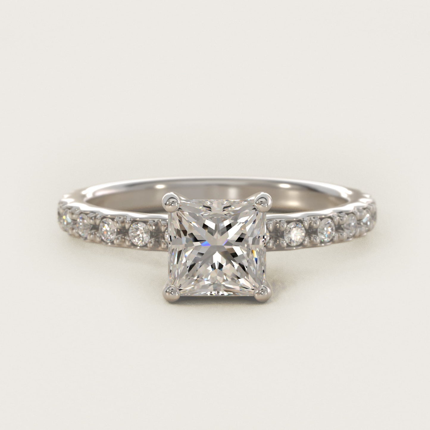 French Cut PavŽ Diamond Engagement Ring In 14K White Gold By James Allen - Princess Center