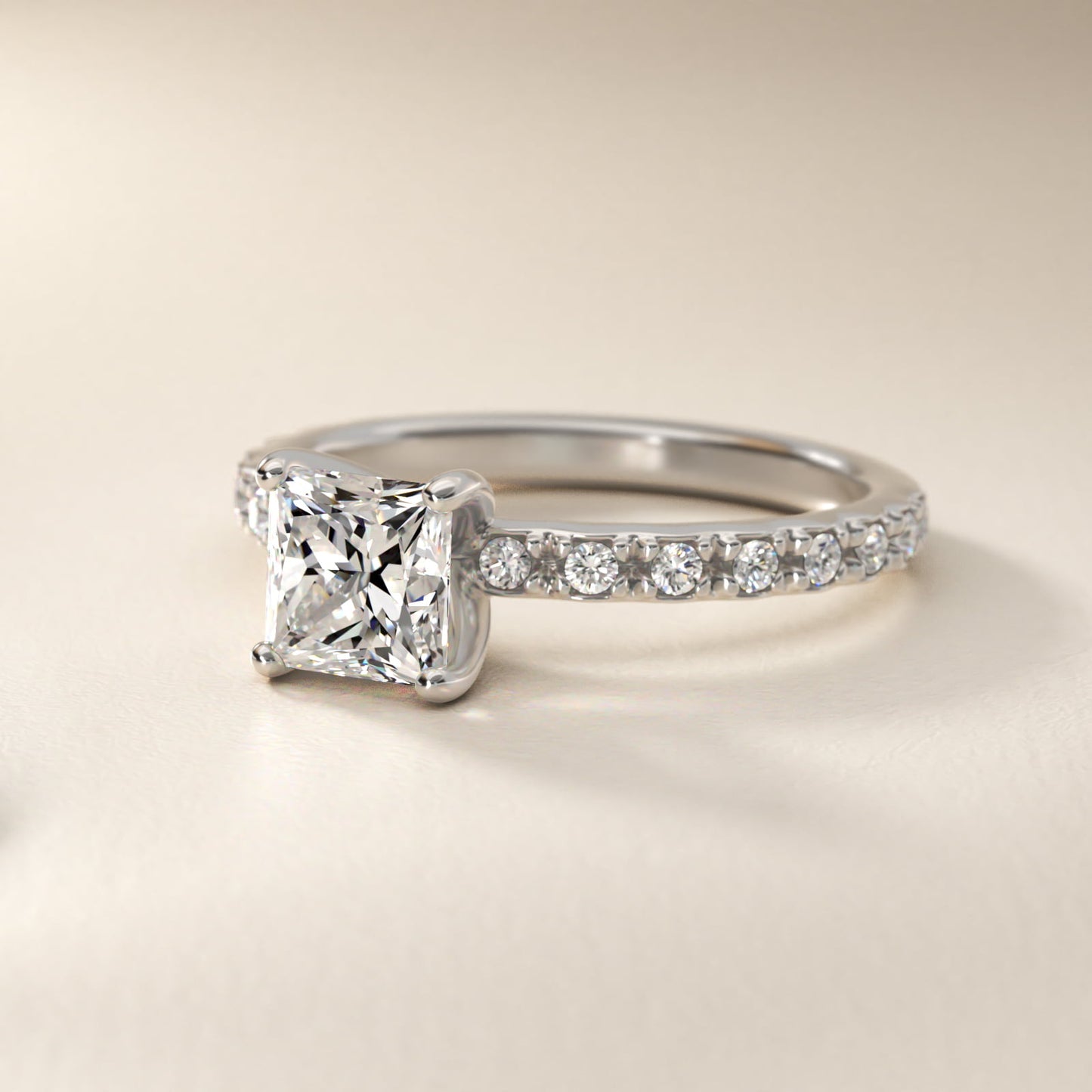 French Cut PavŽ Diamond Engagement Ring In 14K White Gold By James Allen - Princess Center