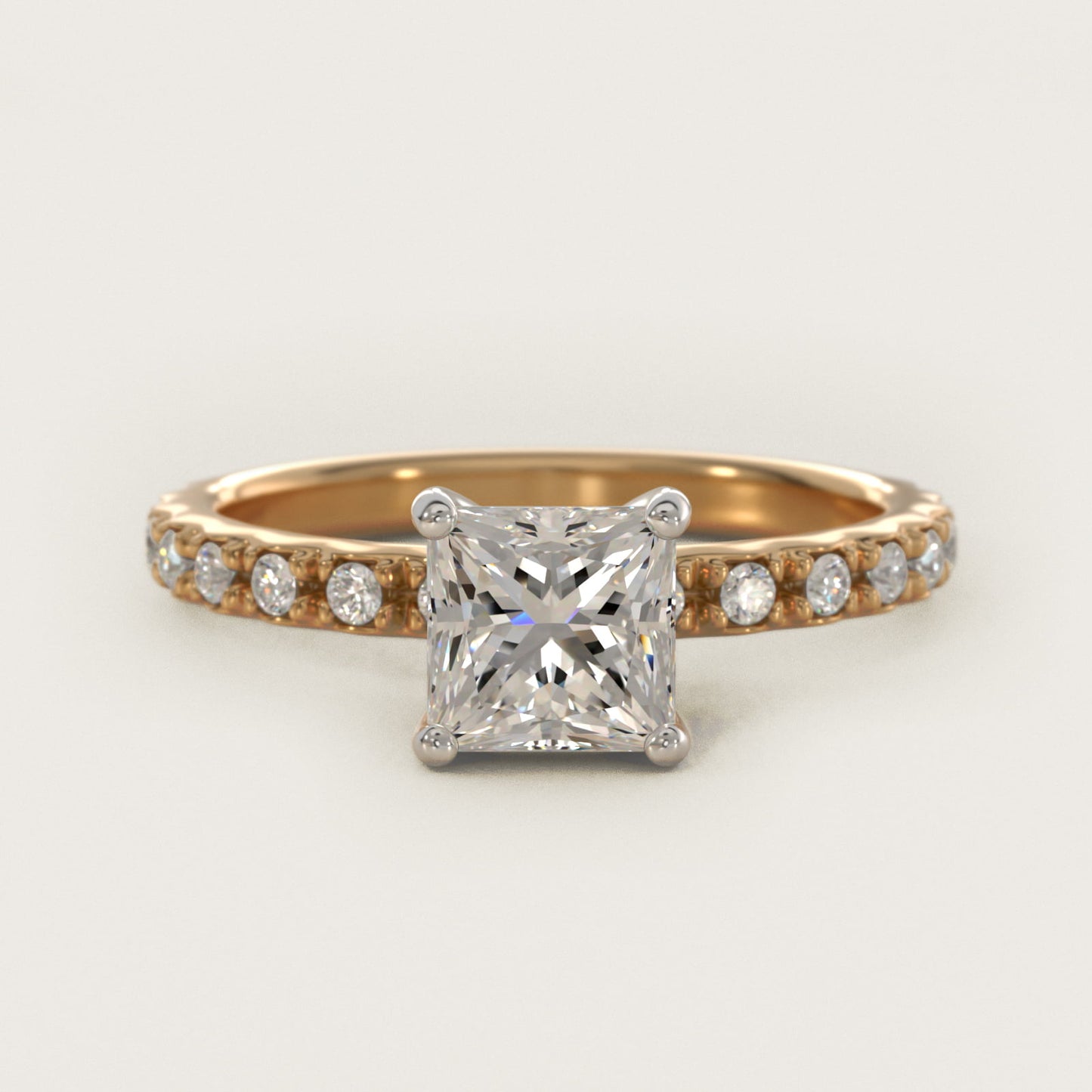 French Cut PavŽ Diamond Engagement Ring In 14K Yellow Gold By James Allen - Princess Center