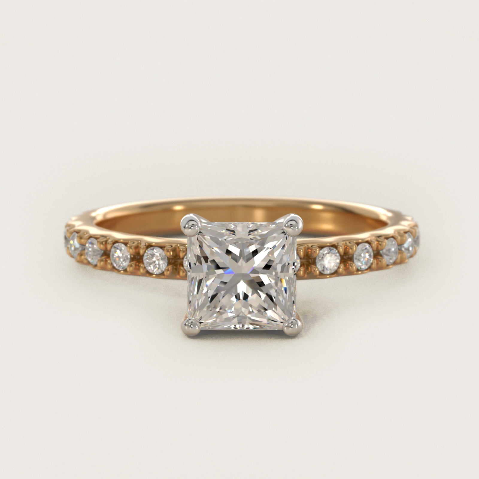 French Cut PavŽ Diamond Engagement Ring In 14K Yellow Gold By James Allen - Princess Center