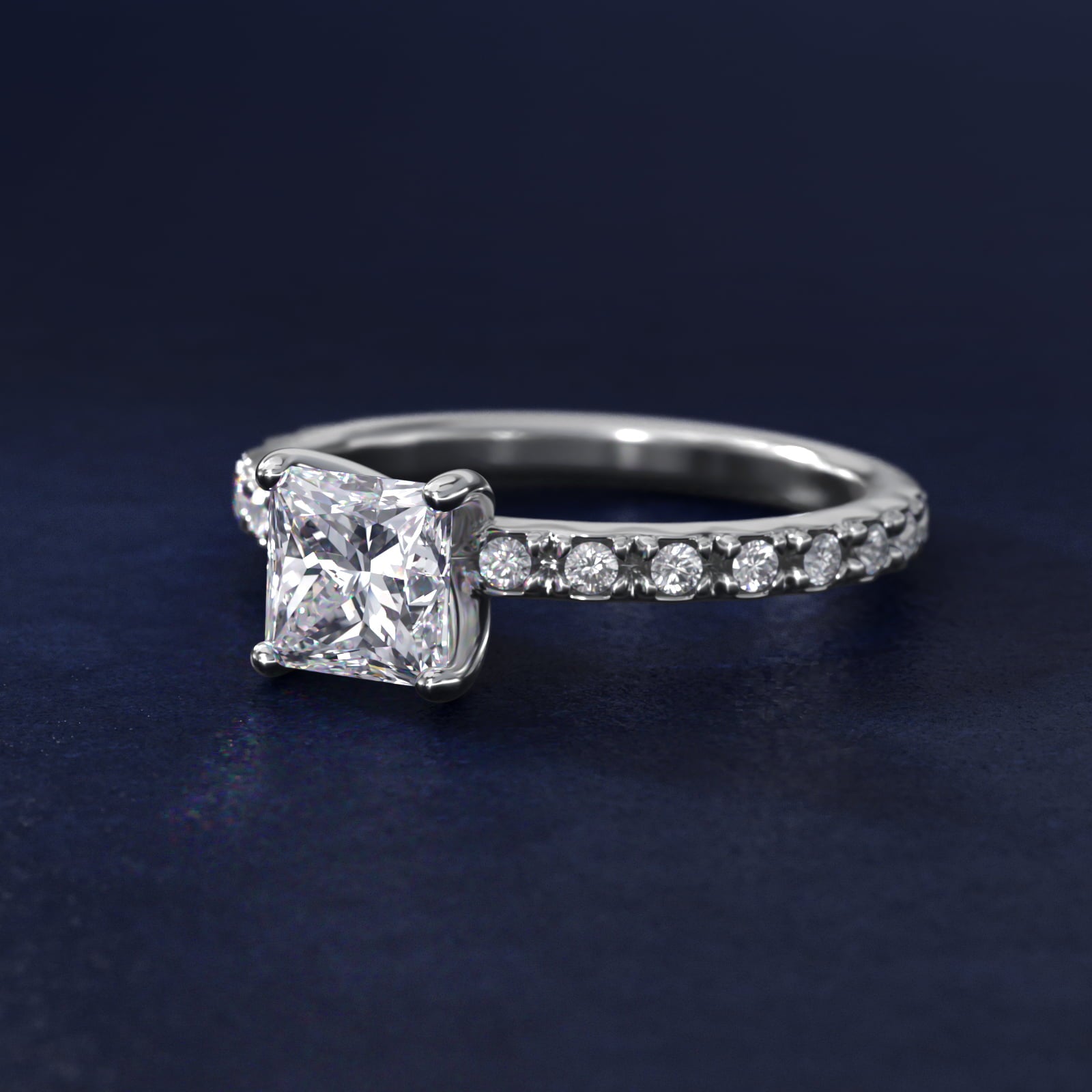 French Cut PavŽ Diamond Engagement Ring In Platinum By James Allen - Princess Center