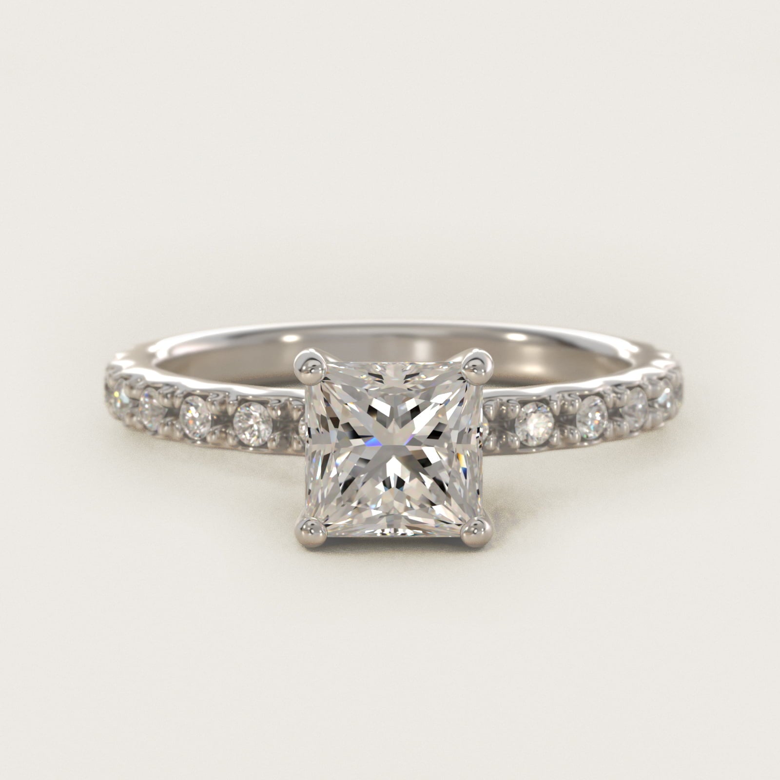 French Cut PavŽ Diamond Engagement Ring In Platinum By James Allen - Princess Center