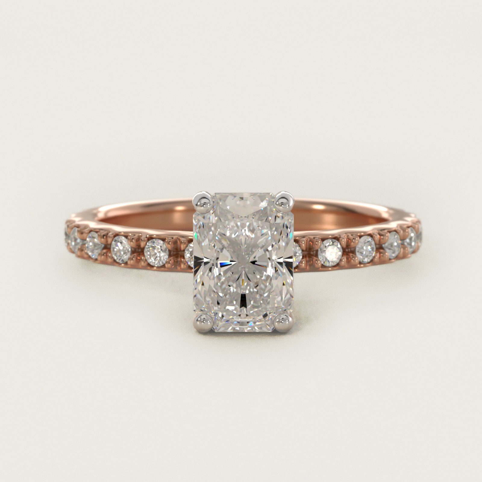 French Cut PavŽ Diamond Engagement Ring In 14K Rose Gold By James Allen - Radiant Center