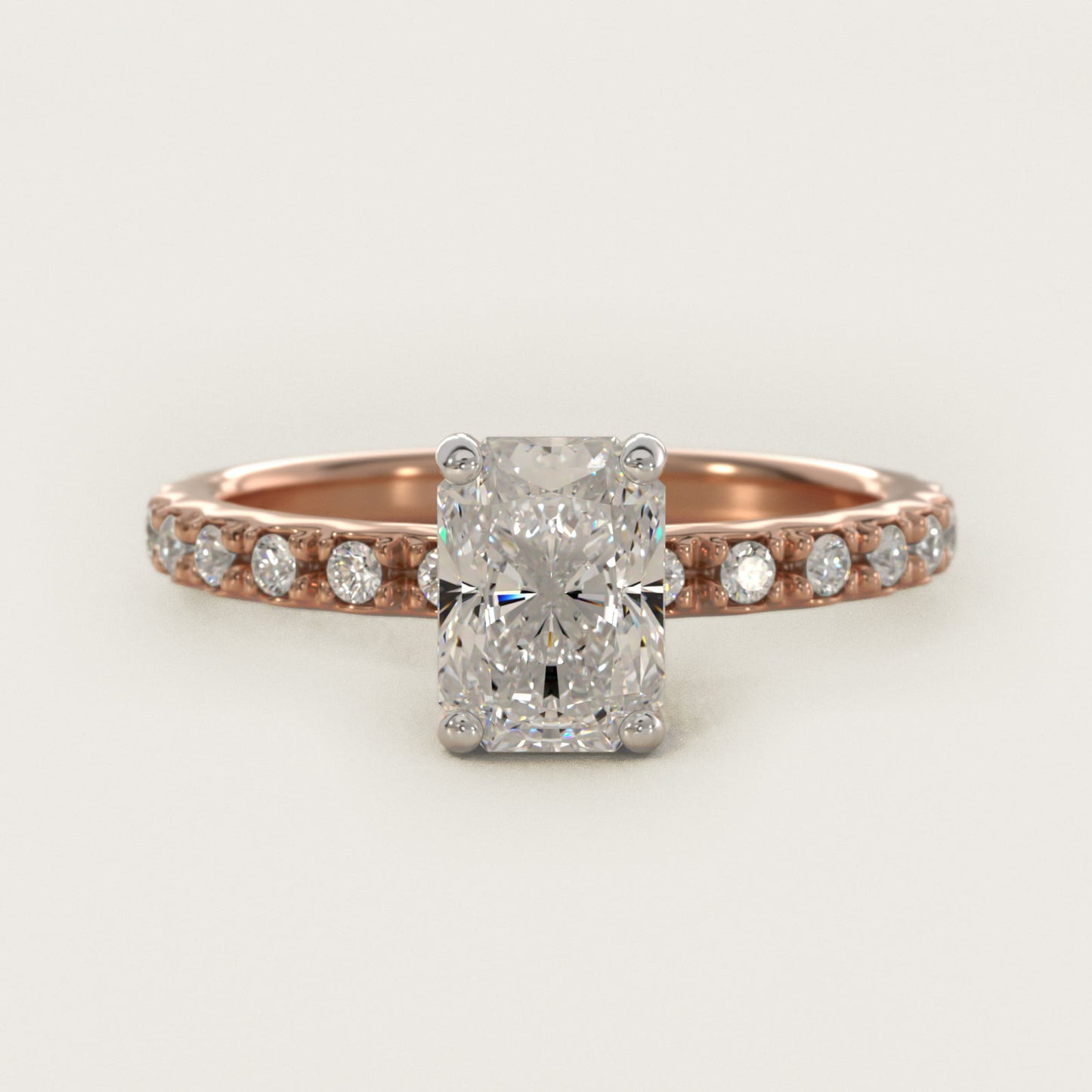 French Cut PavŽ Diamond Engagement Ring In 18k Rose Gold By James Allen - Radiant Center