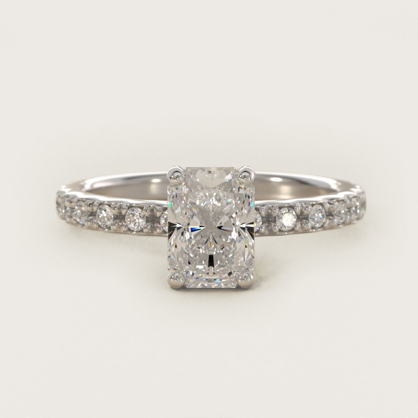 French Cut PavŽ Diamond Engagement Ring In 18k White Gold By James Allen - Radiant Center