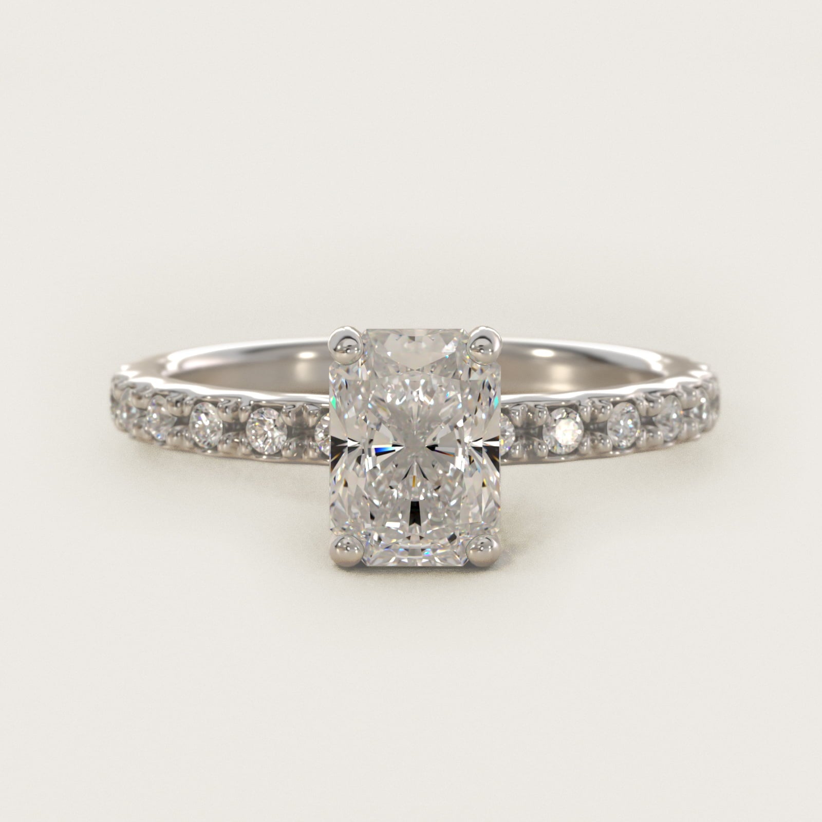 French Cut PavŽ Diamond Engagement Ring In 18k White Gold By James Allen - Radiant Center
