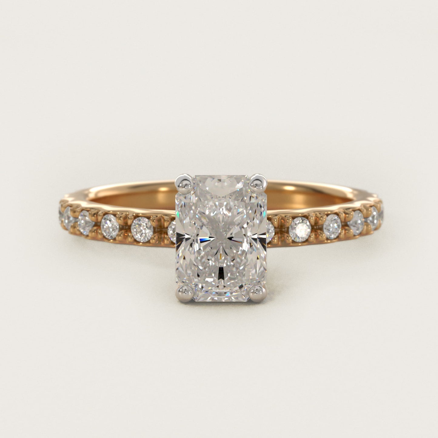 French Cut PavŽ Diamond Engagement Ring In 18k Yellow Gold By James Allen - Radiant Center