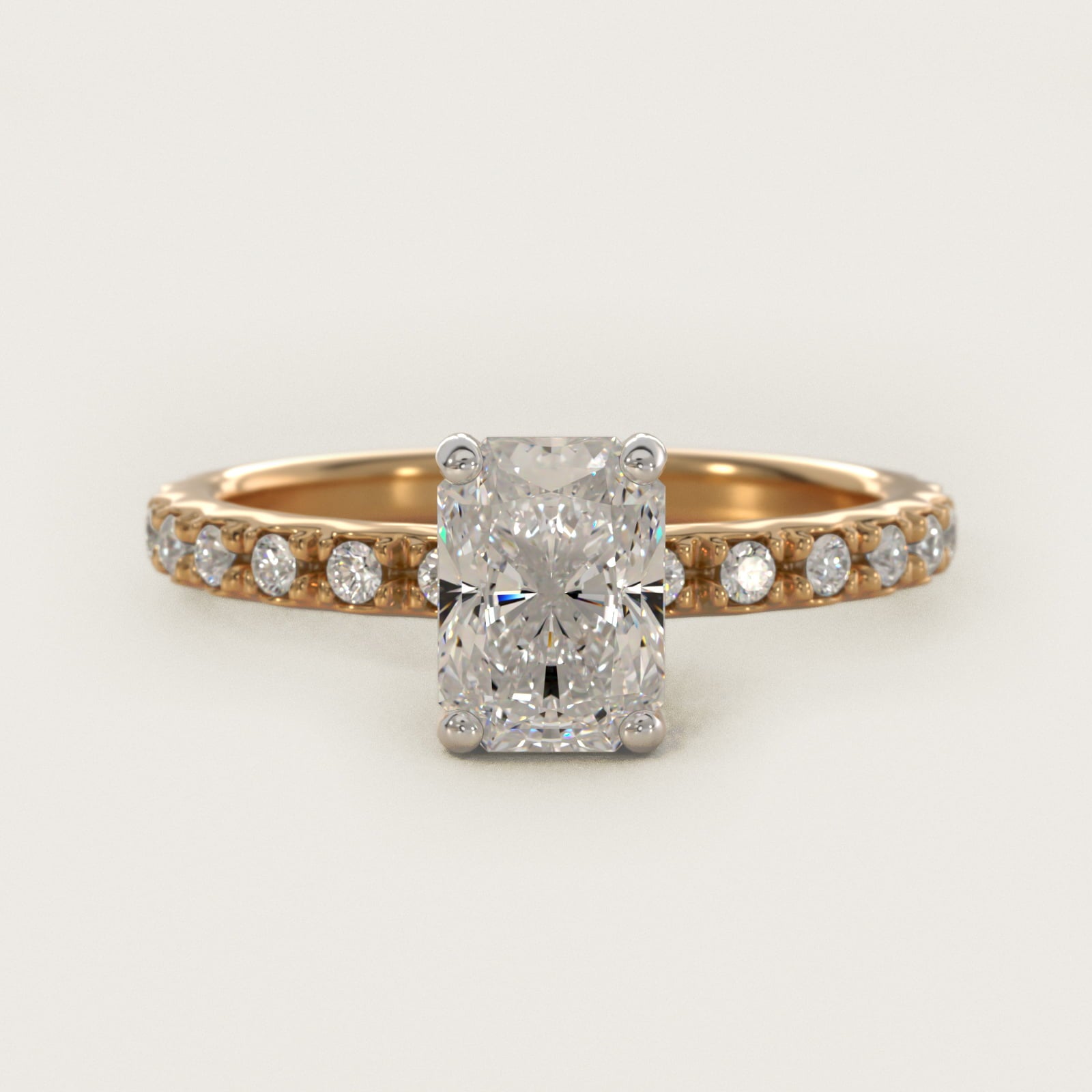 French Cut PavŽ Diamond Engagement Ring In 18k Yellow Gold By James Allen - Radiant Center