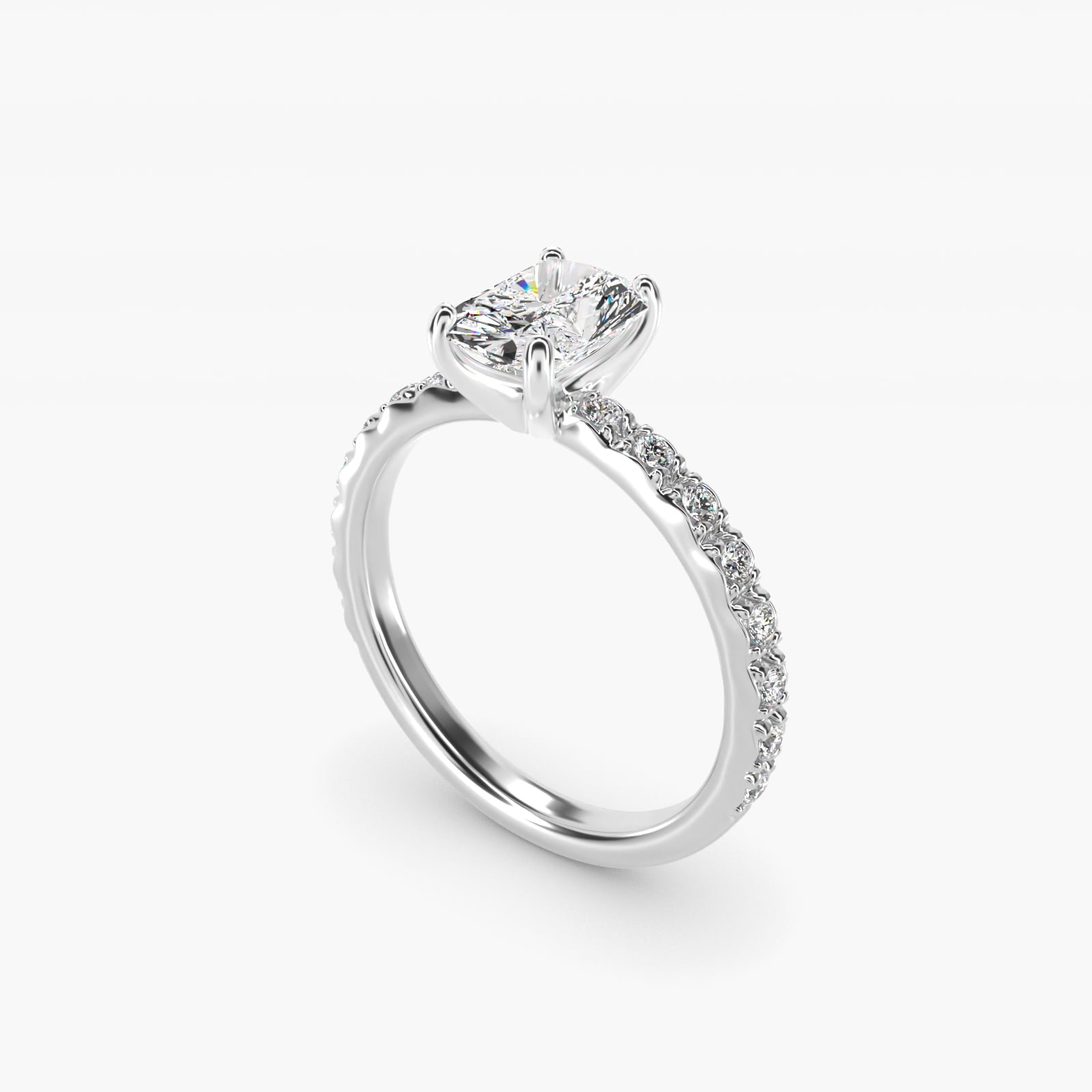 French Cut PavŽ Diamond Engagement Ring In Platinum By James Allen - Radiant Center