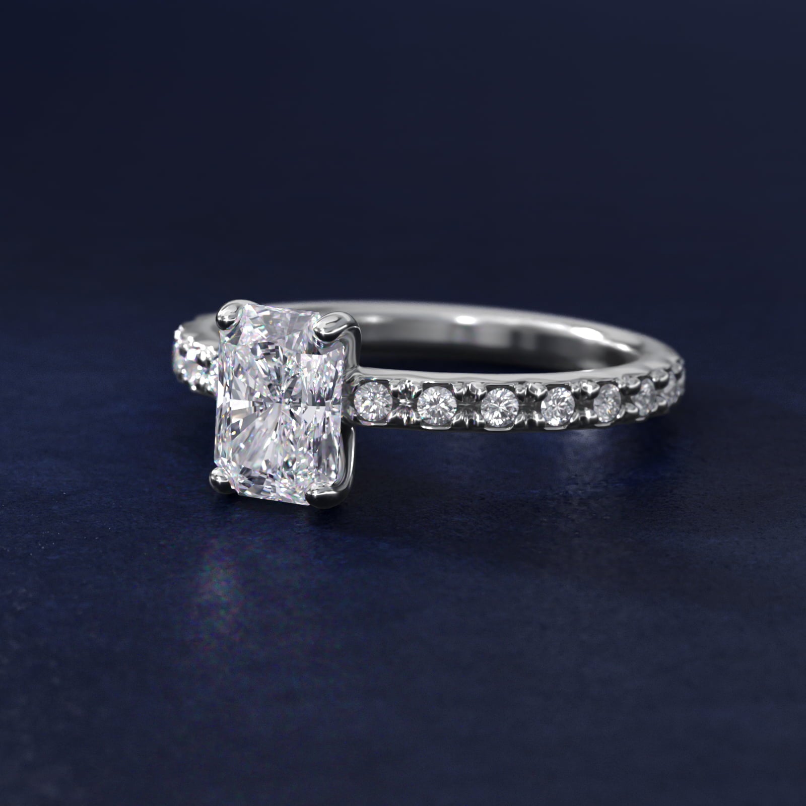 French Cut PavŽ Diamond Engagement Ring In Platinum By James Allen - Radiant Center