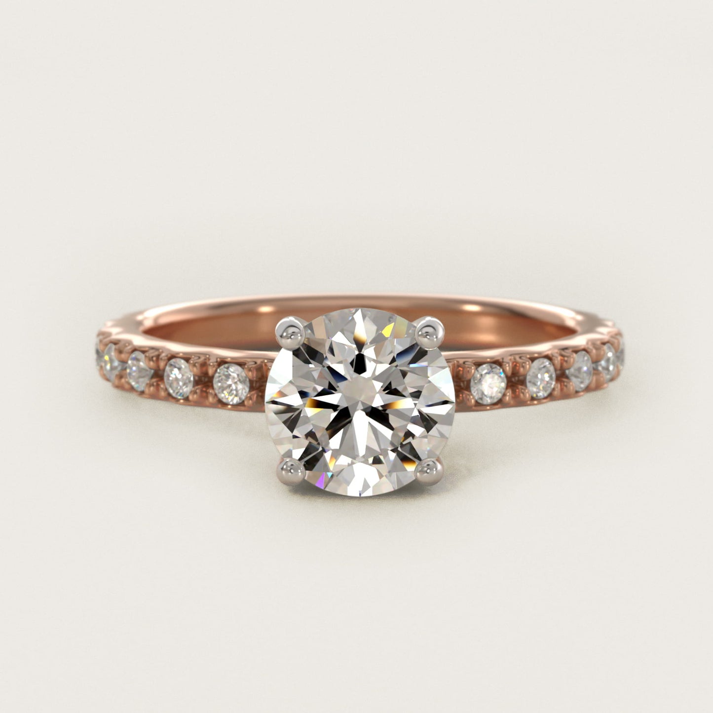 French Cut PavŽ Diamond Engagement Ring In 14K Rose Gold By James Allen - Round Center