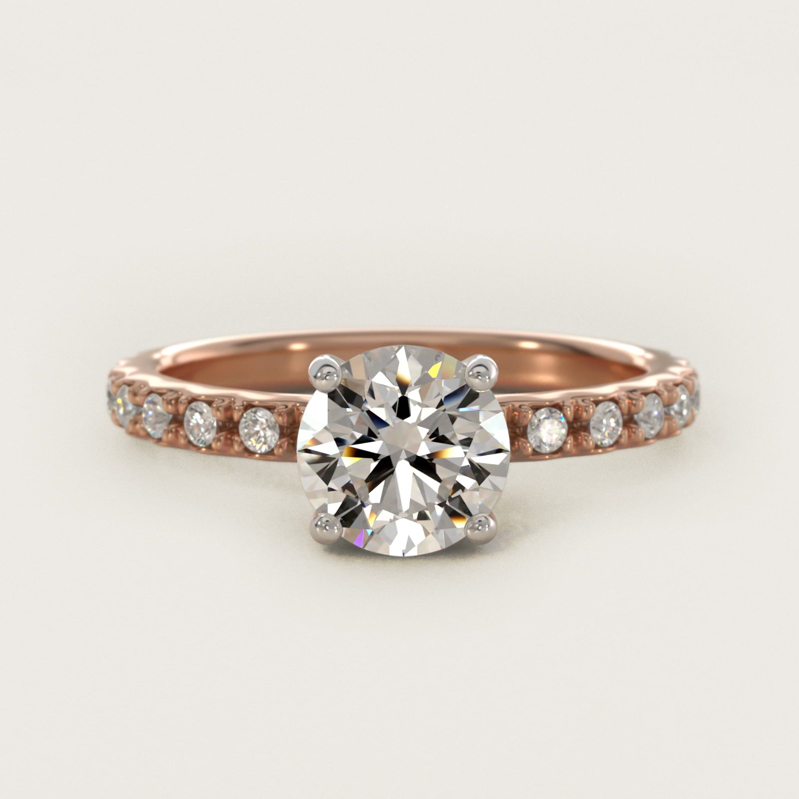 French Cut PavŽ Diamond Engagement Ring In 14K Rose Gold By James Allen - Round Center