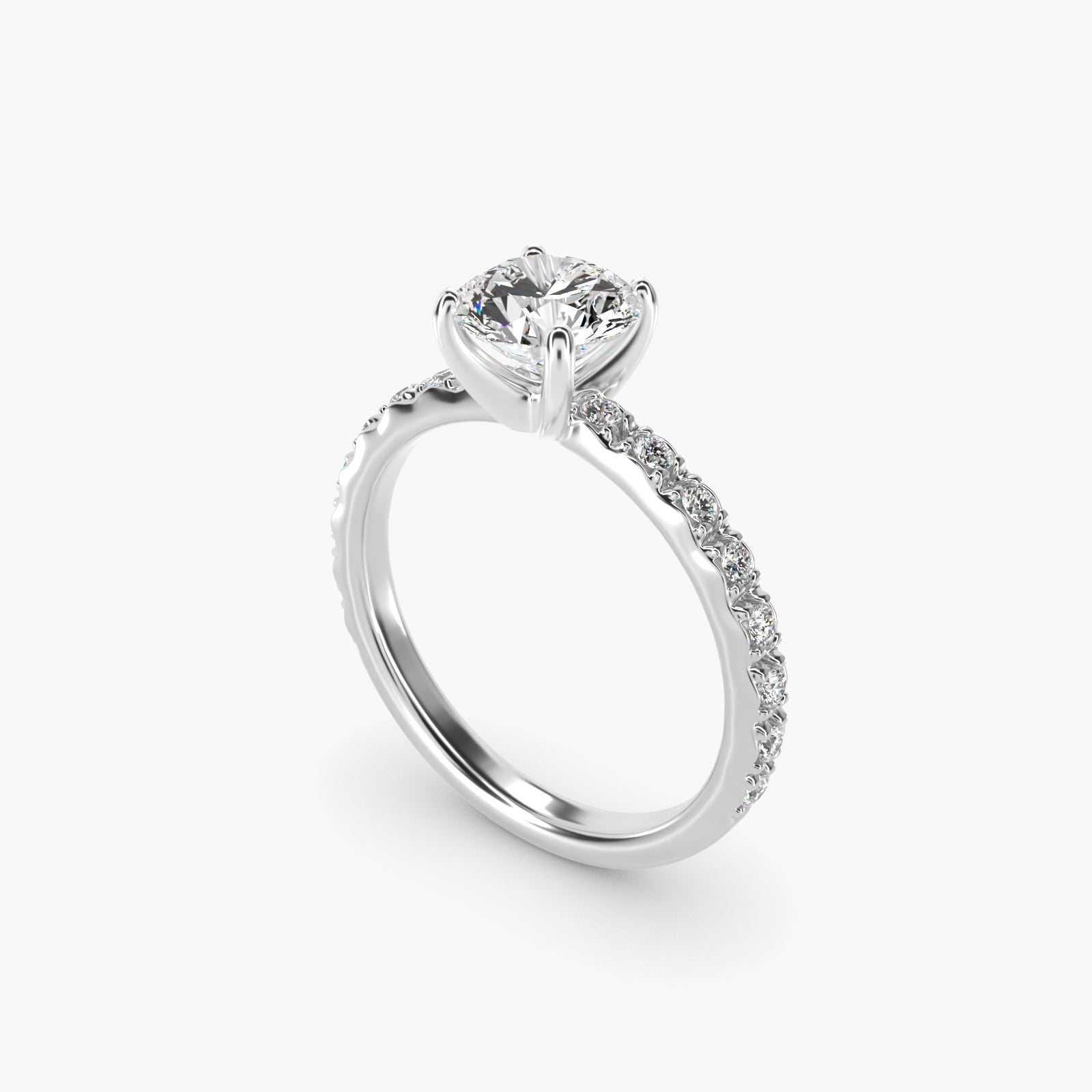 French Cut PavŽ Diamond Engagement Ring In 14K White Gold By James Allen - Round Center