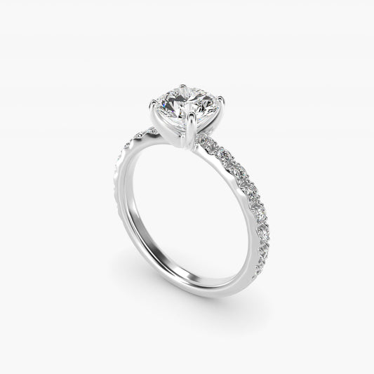 French Cut PavŽ Diamond Engagement Ring In 18k White Gold By James Allen - Round Center