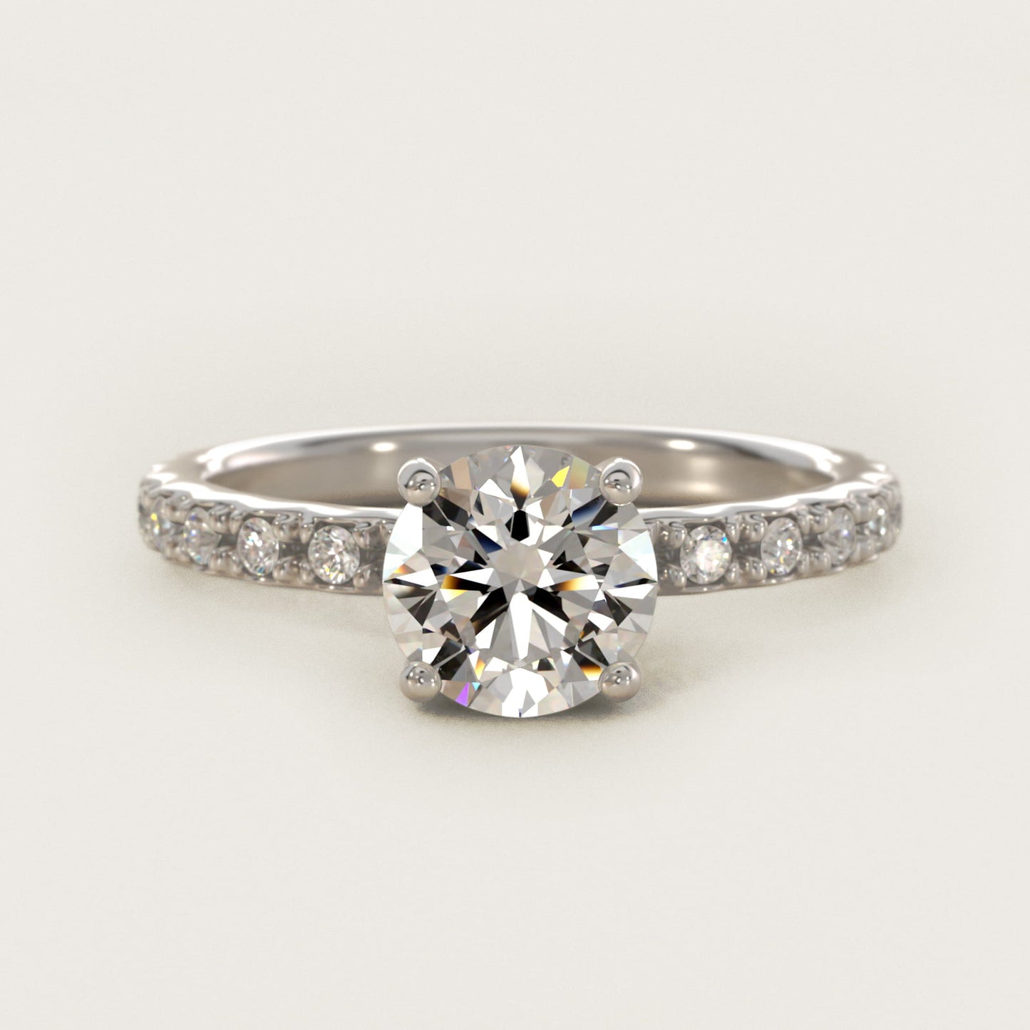French Cut PavŽ Diamond Engagement Ring In 14K White Gold By James Allen - Round Center