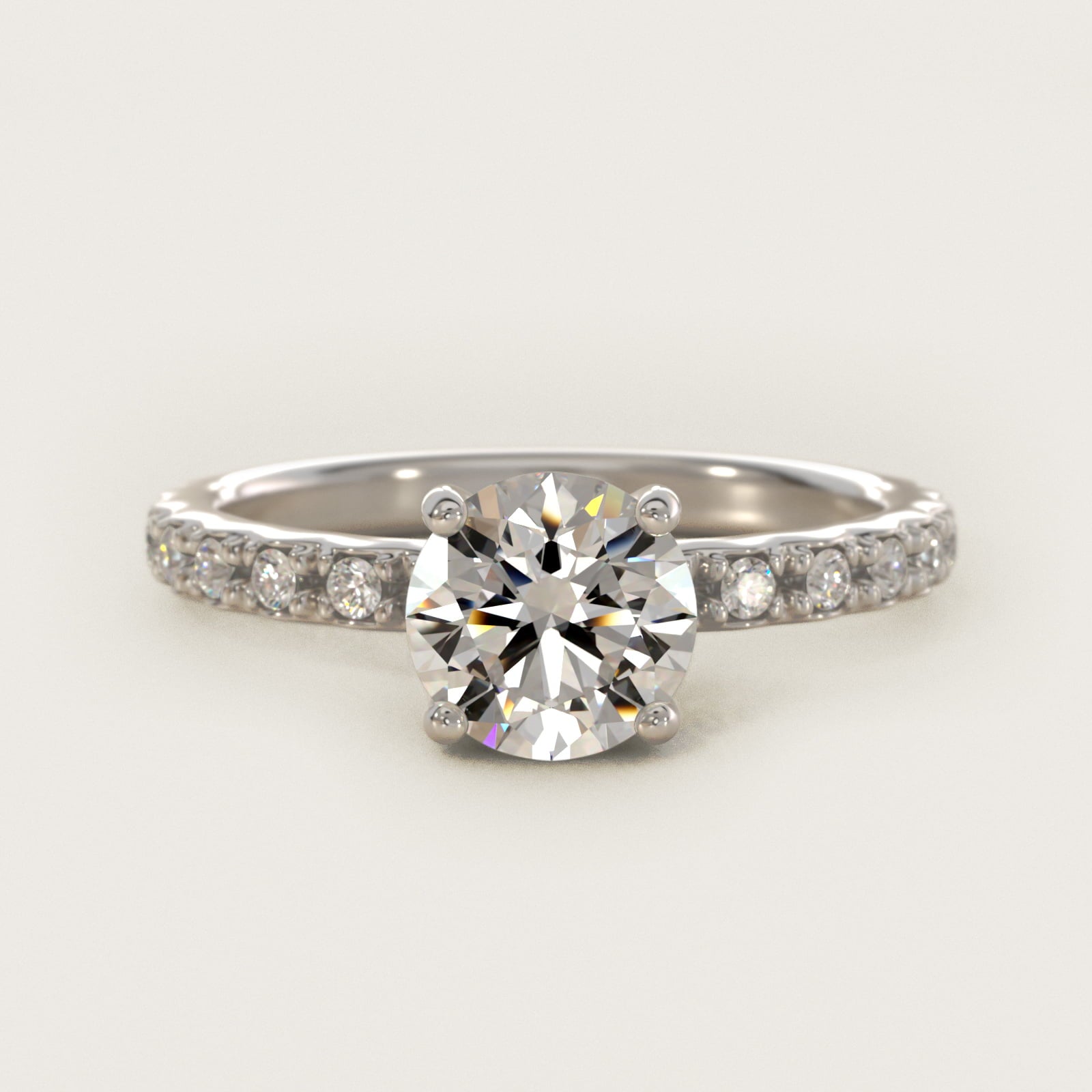 French Cut PavŽ Diamond Engagement Ring In 14K White Gold By James Allen - Round Center