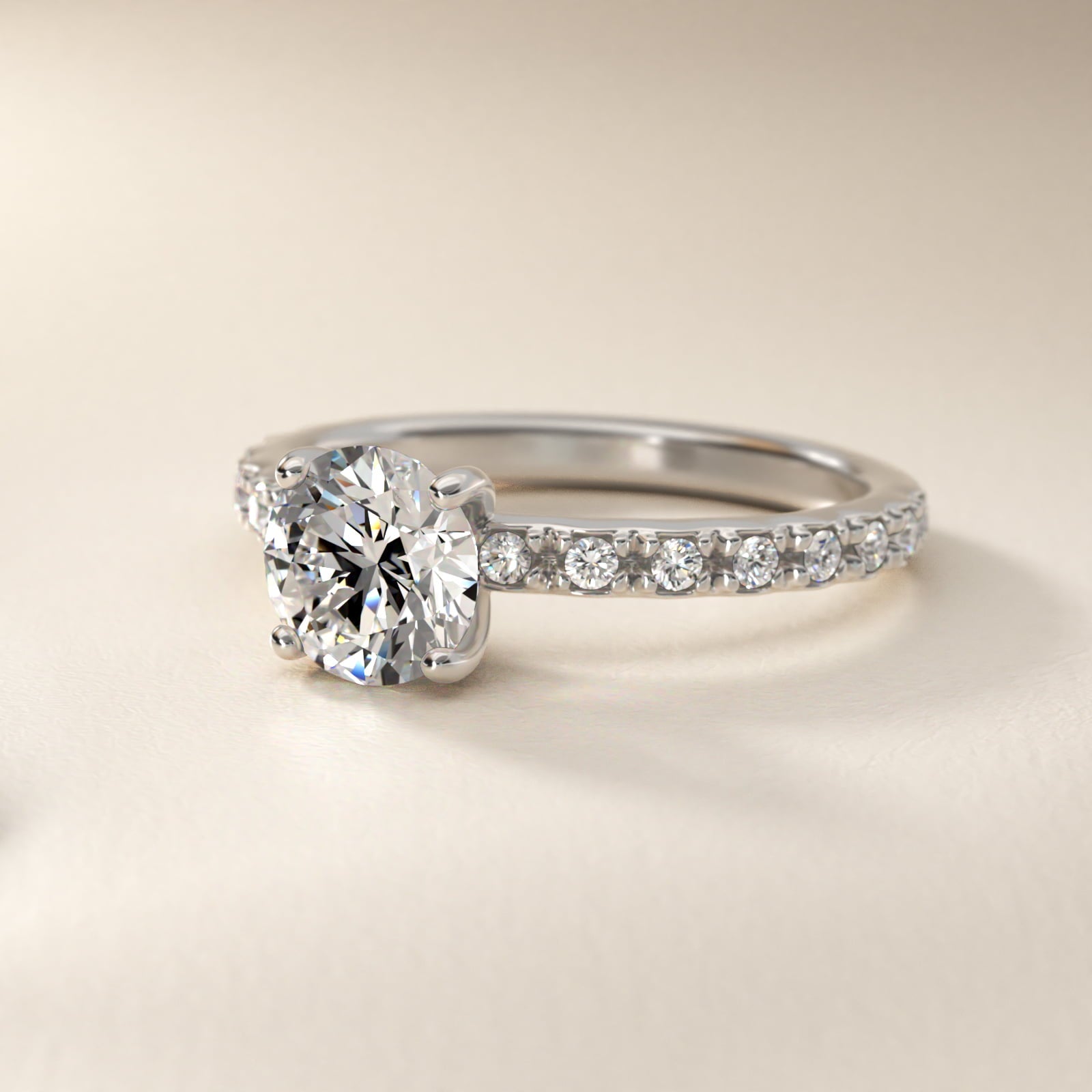 French Cut PavŽ Diamond Engagement Ring In 14K White Gold By James Allen - Round Center