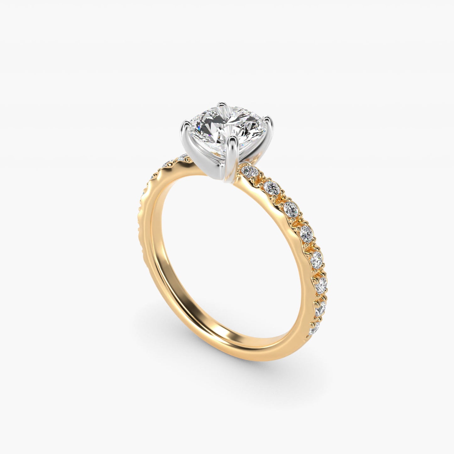 French Cut PavŽ Diamond Engagement Ring In 18k Yellow Gold By James Allen - Round Center
