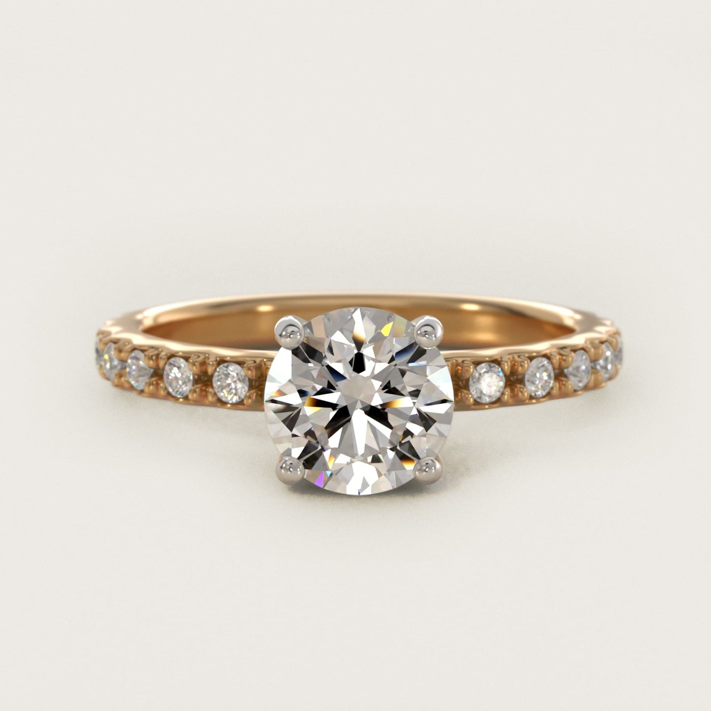 French Cut PavŽ Diamond Engagement Ring In 18k Yellow Gold By James Allen - Round Center