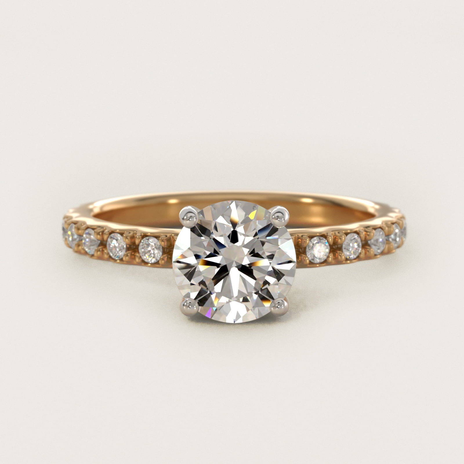 French Cut PavŽ Diamond Engagement Ring In 18k Yellow Gold By James Allen - Round Center