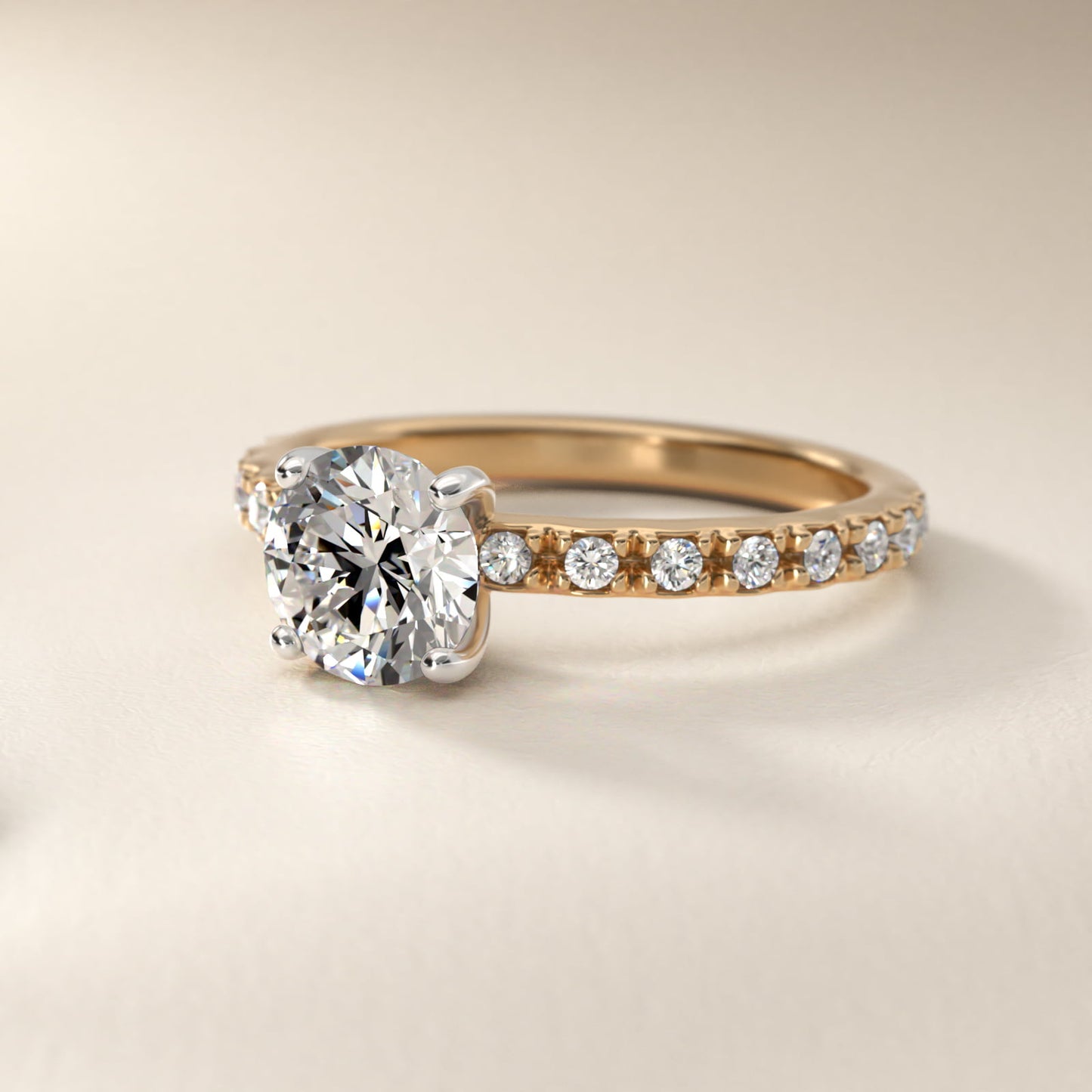French Cut PavŽ Diamond Engagement Ring In 14K Yellow Gold By James Allen - Round Center