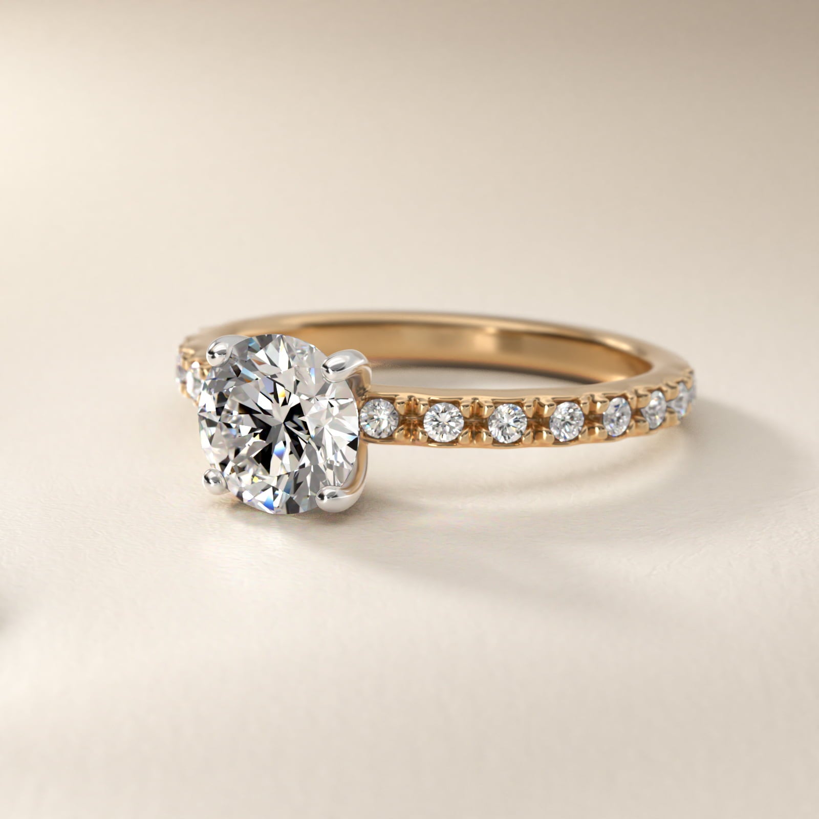 French Cut PavŽ Diamond Engagement Ring In 14K Yellow Gold By James Allen - Round Center