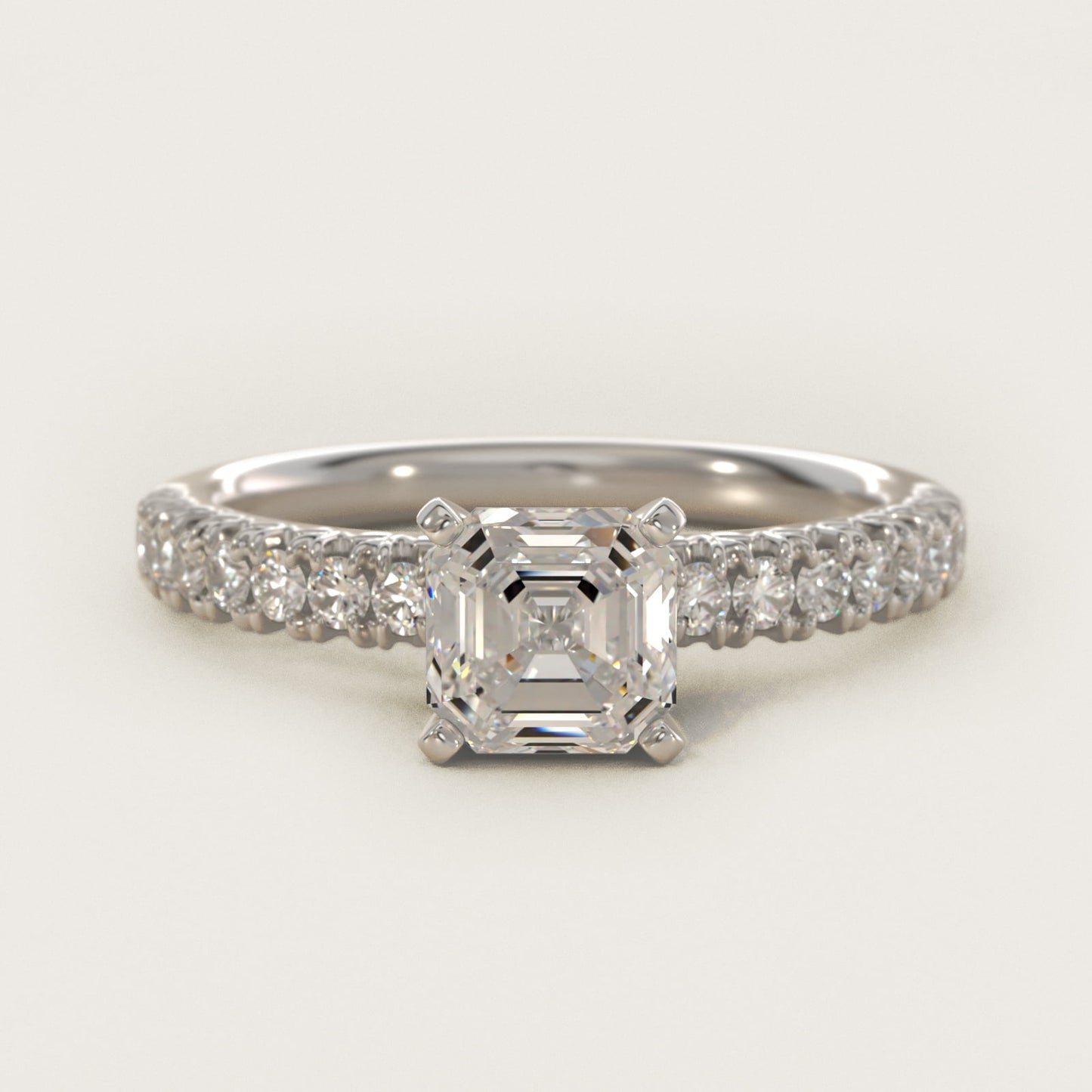 French PavŽ Diamond Engagement Ring in 14k White Gold (1/4 ct. tw.) - Asscher Center